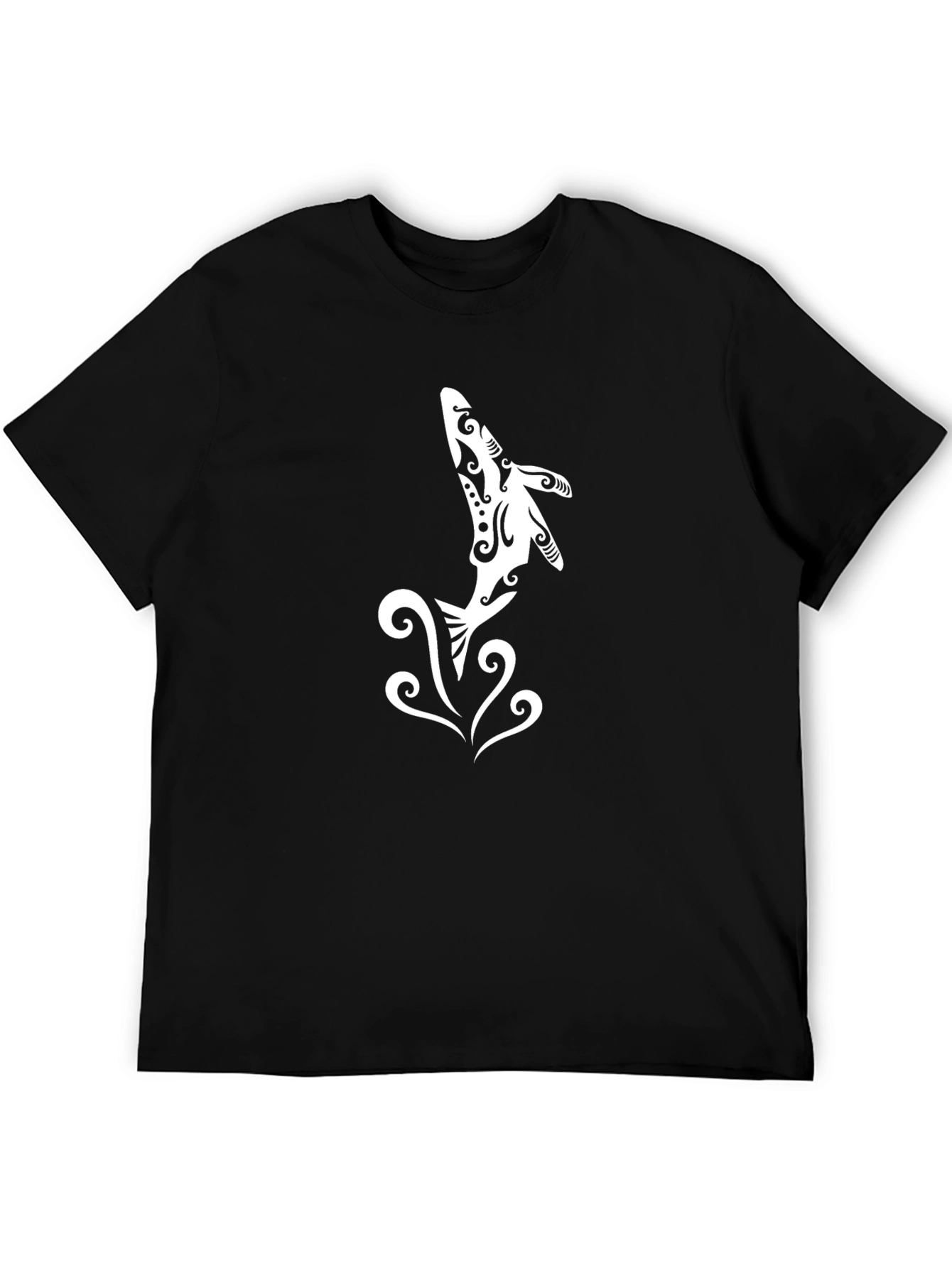 Tribal Dolphin Graphic Black T-Shirt