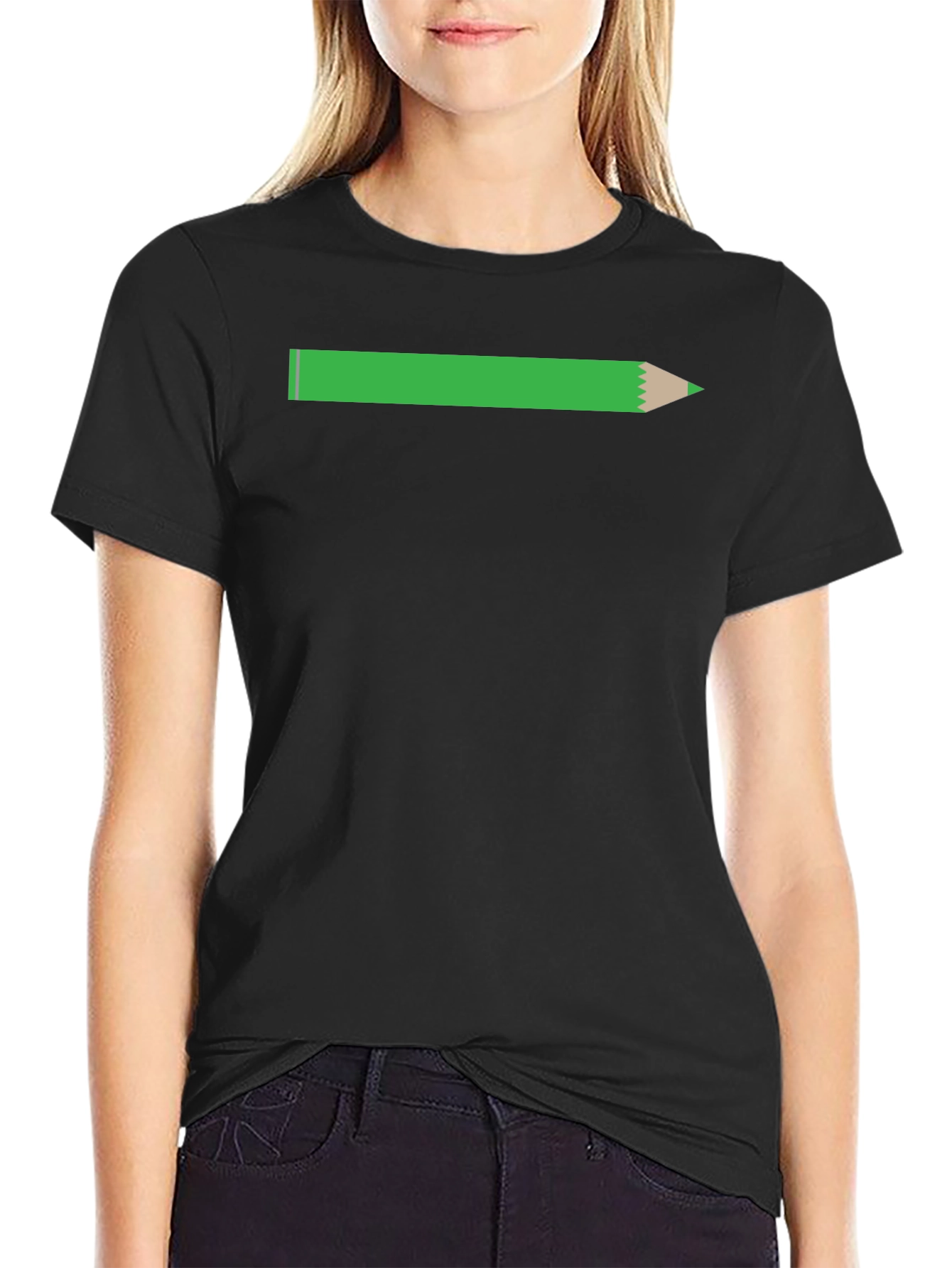 Pencil Graphic Tee - Black Cotton Casual T-Shirt
