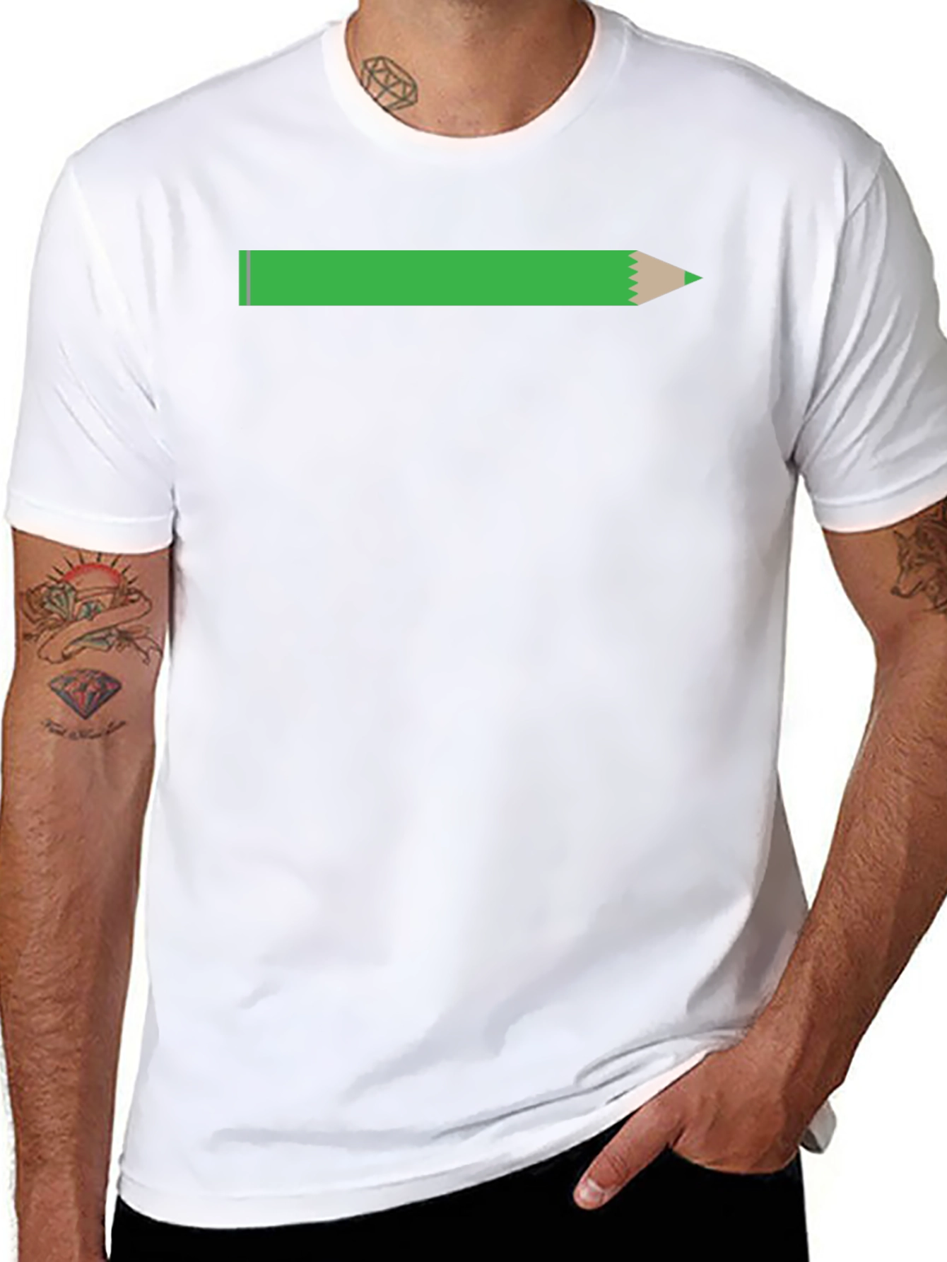 Pencil Graphic Tee - Black Cotton Casual T-Shirt