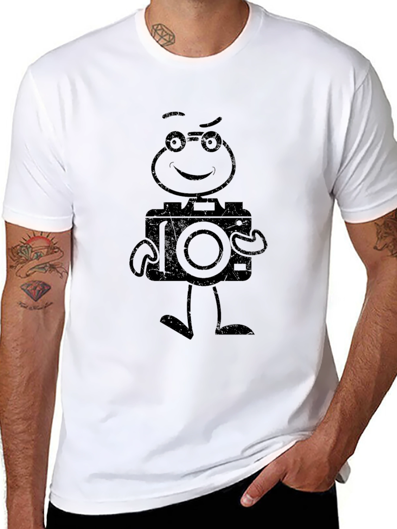 Cartoon Camera T-Shirt - Black
