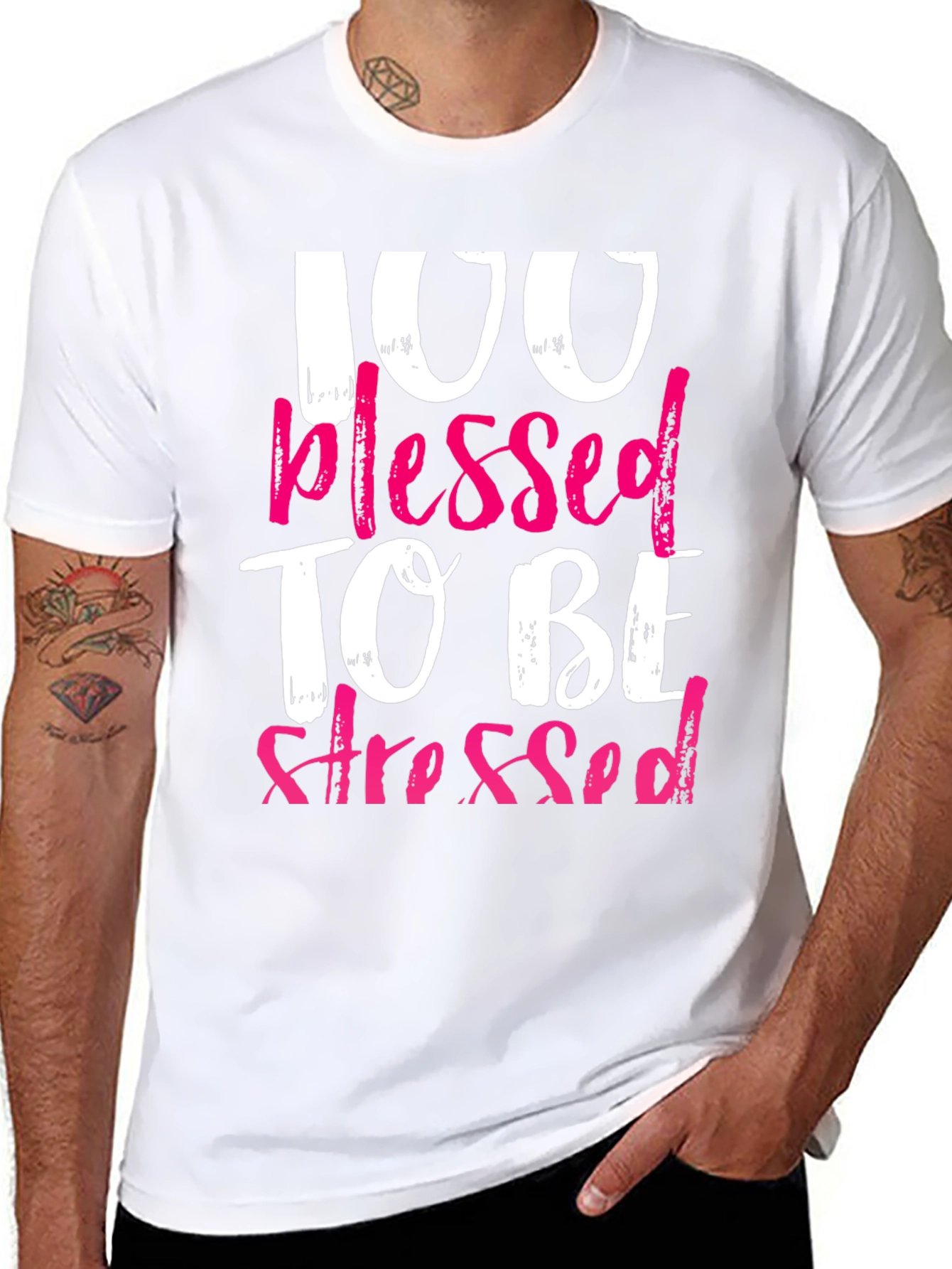 100 Blessed To Be Stressed Graphic T-Shirt