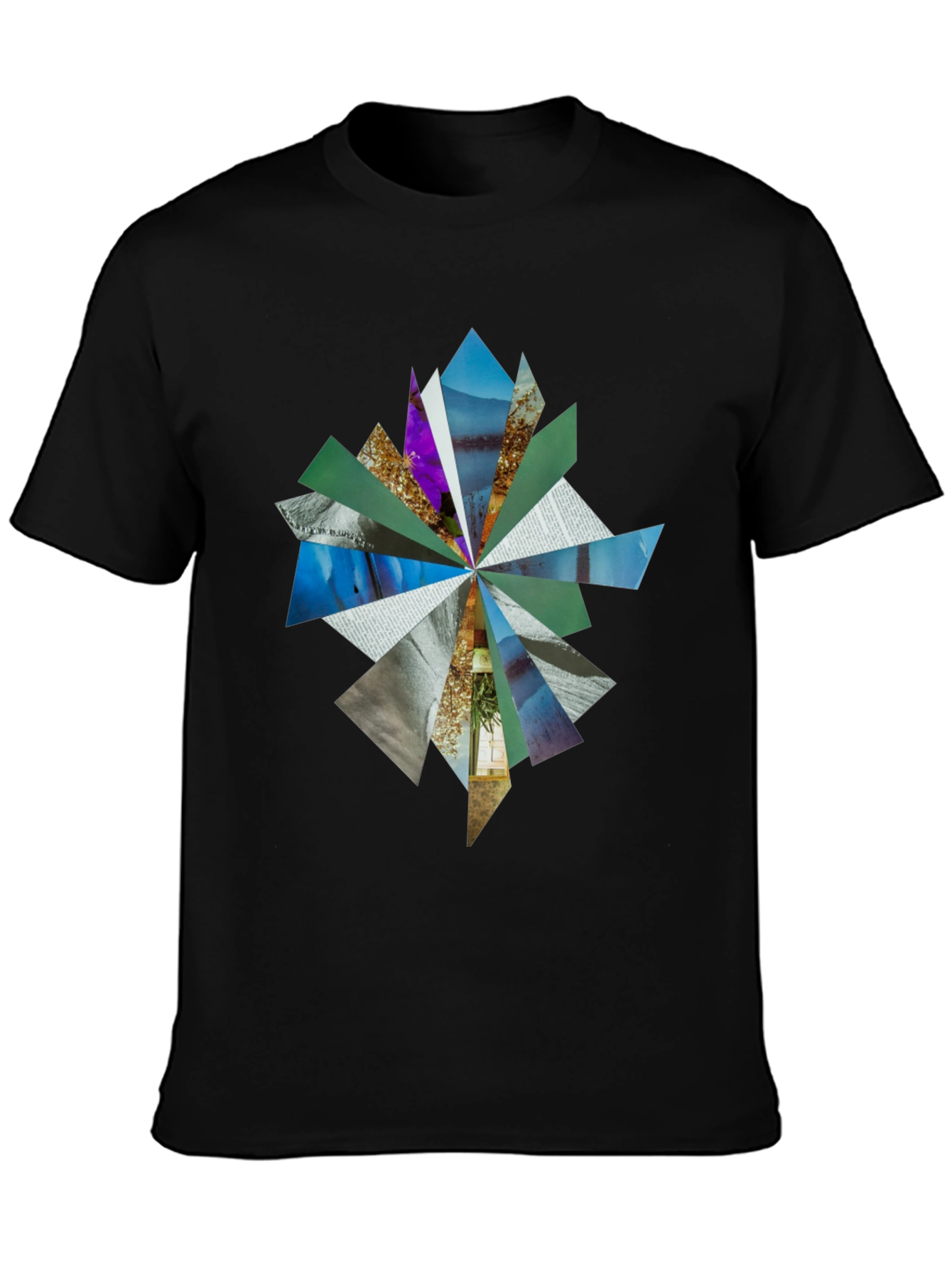 Abstract Geometric Print Black T-Shirt