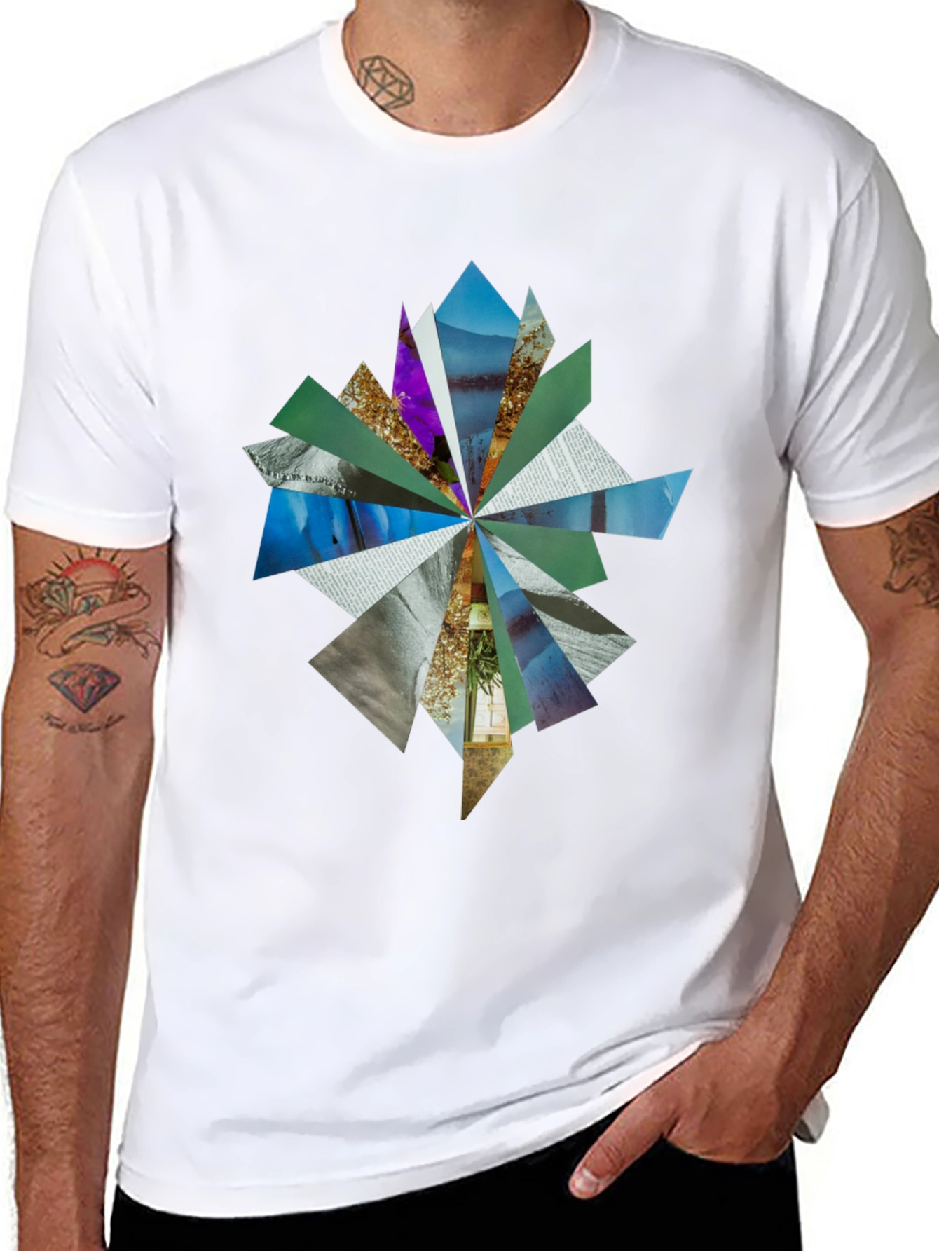 Abstract Geometric Print Black T-Shirt