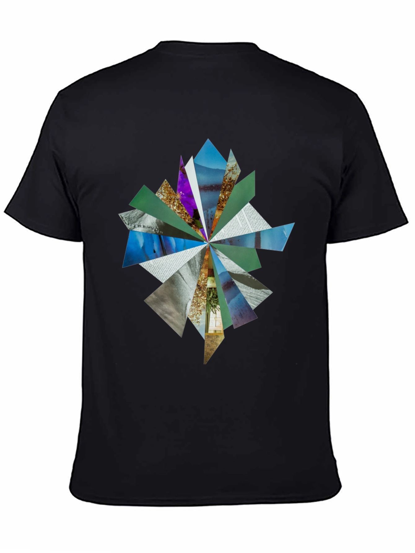 Abstract Geometric Print Black T-Shirt