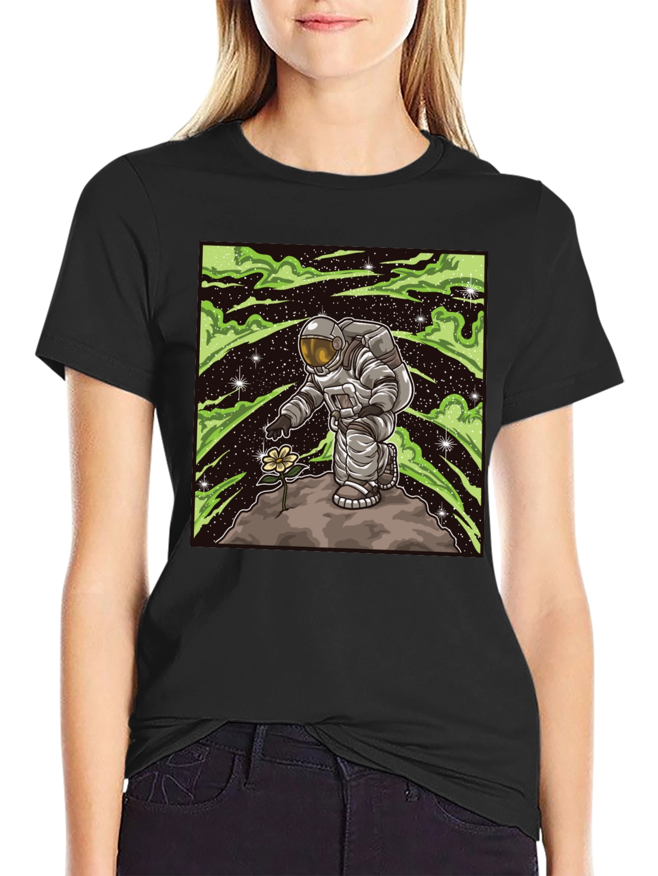 Astronaut Flower T-Shirt - Space Art Tee