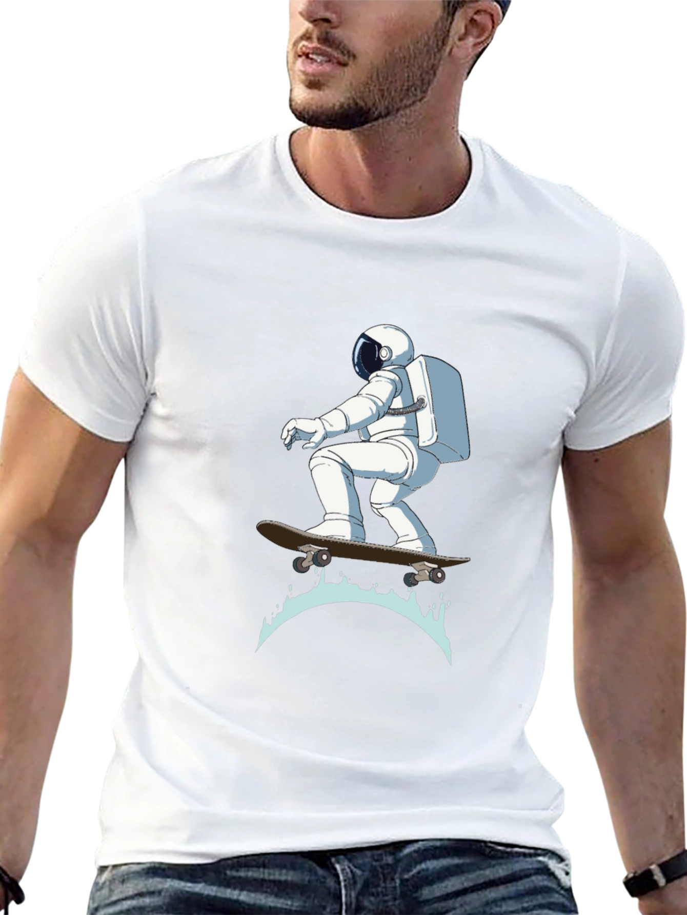 Astronaut Skateboarder Graphic T-Shirt