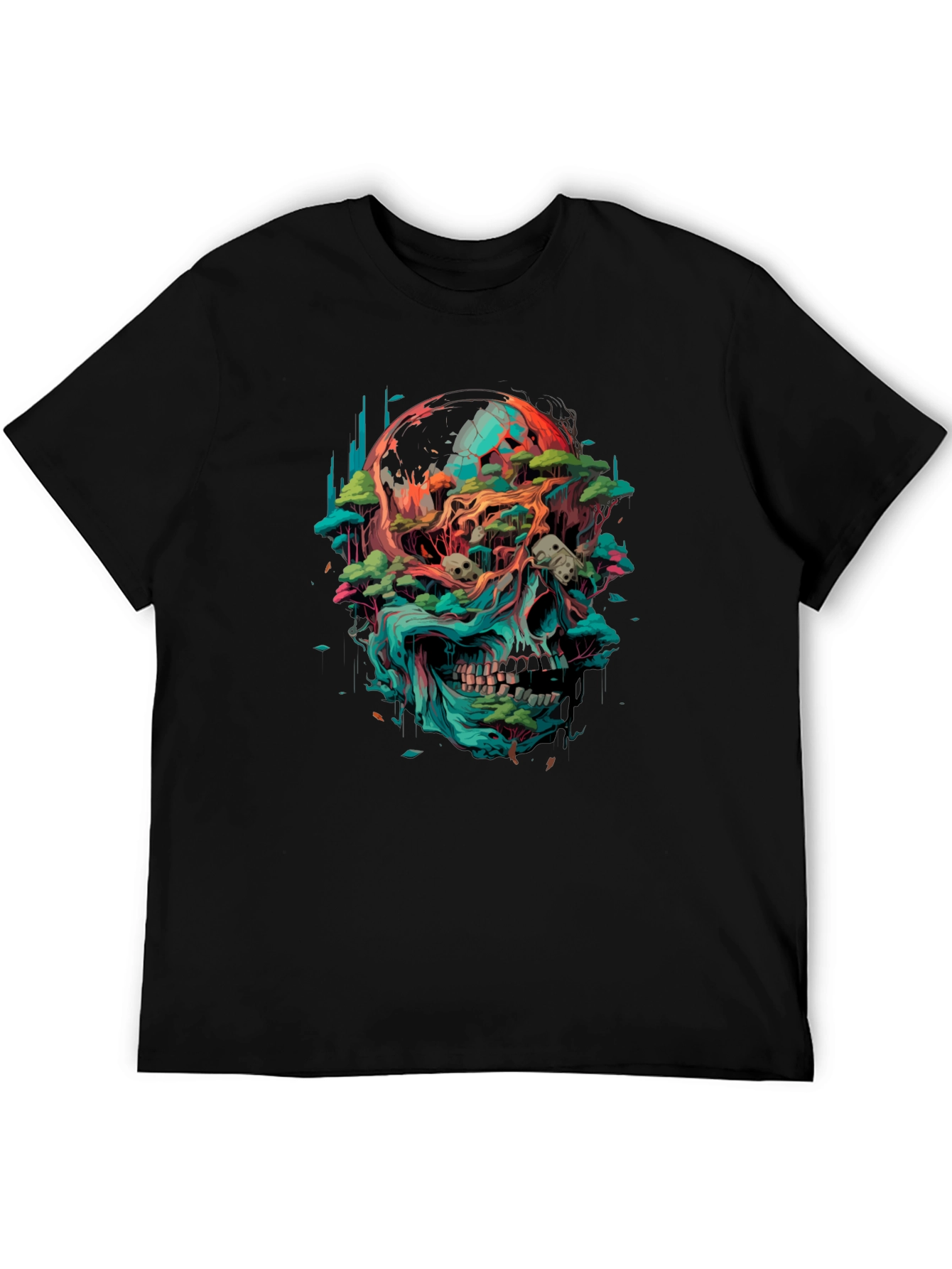 Skull & Earth Graphic T-Shirt - Bold Artistic Tee