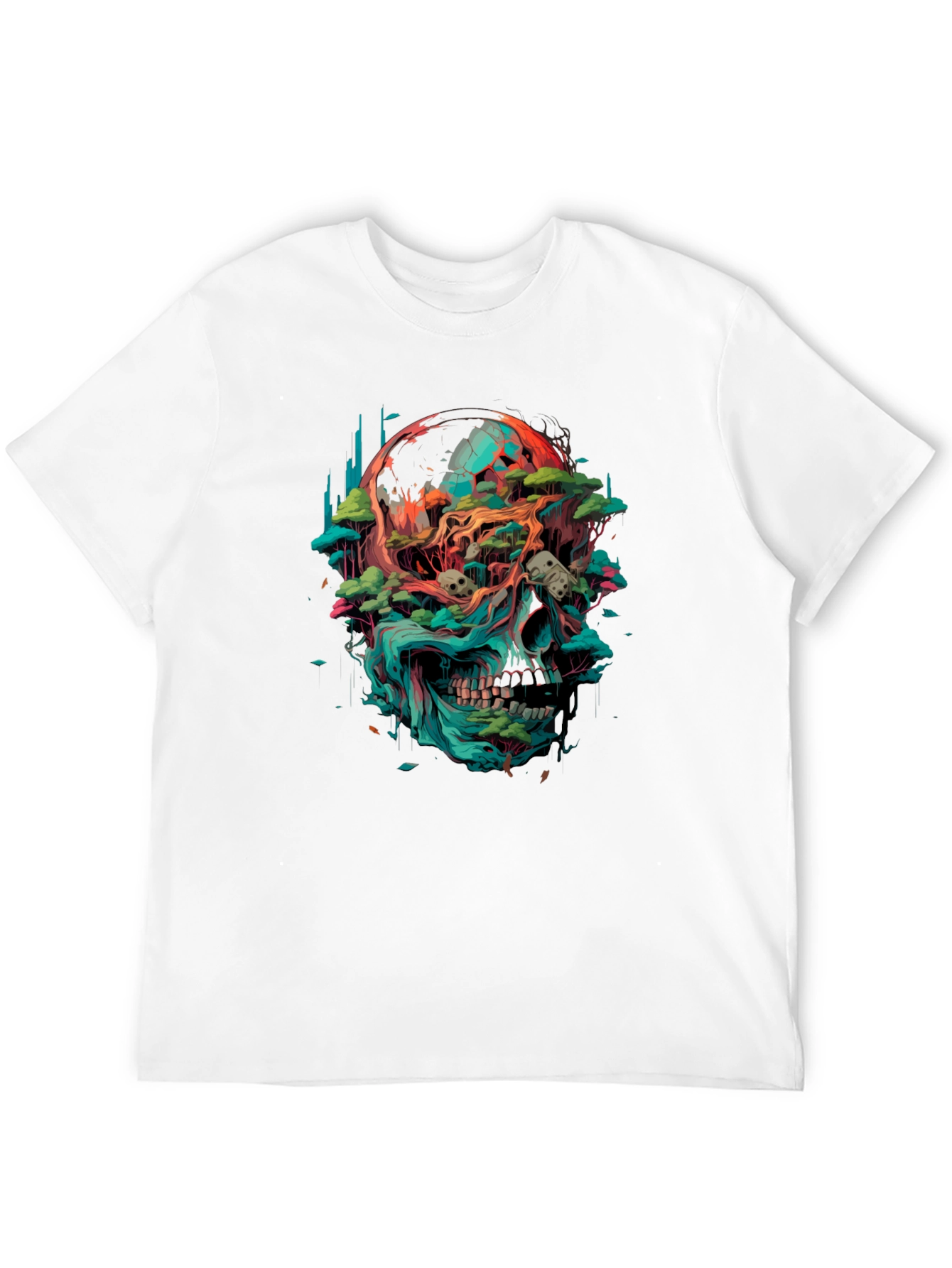 Skull & Earth Graphic T-Shirt - Bold Artistic Tee