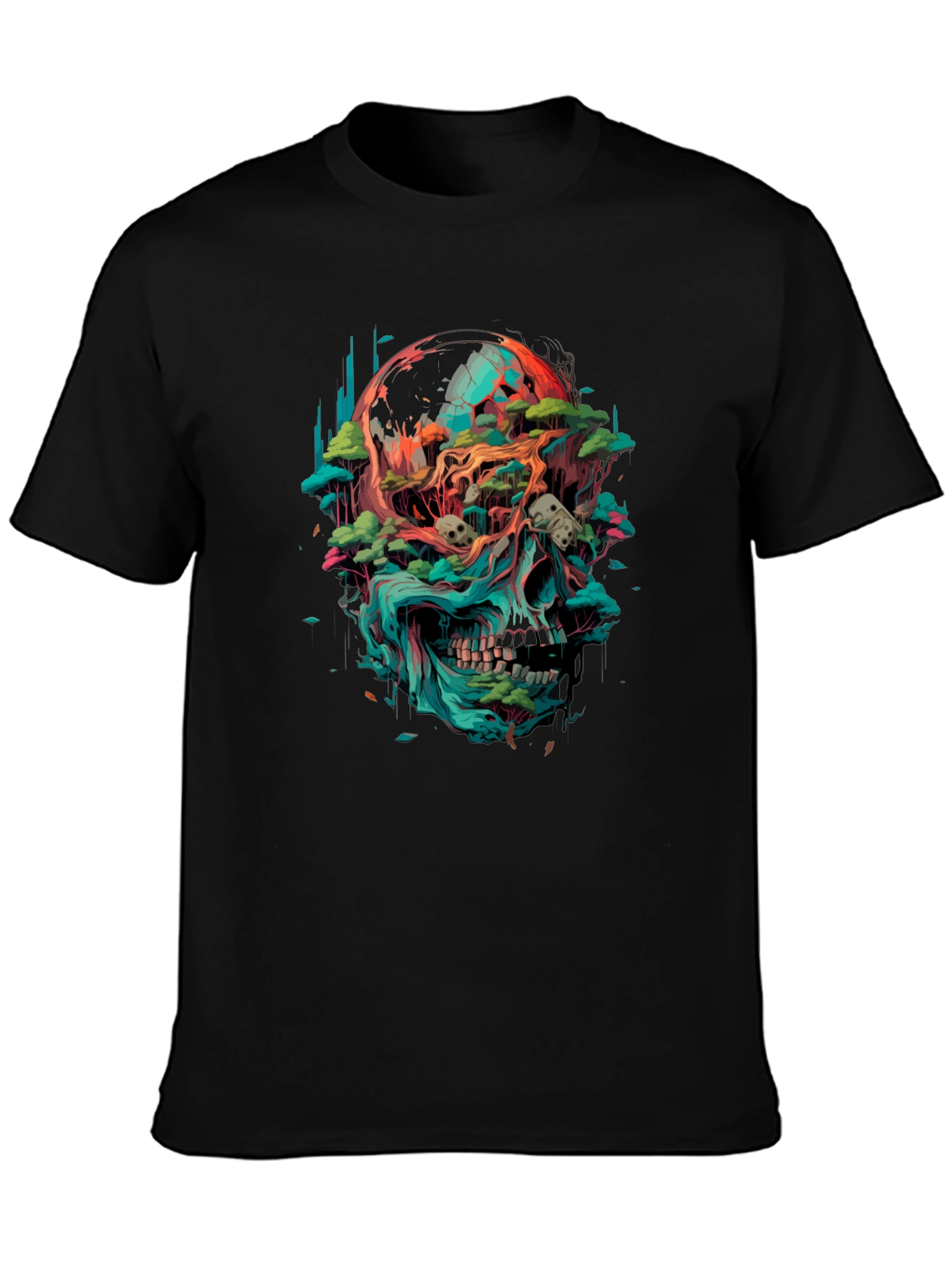 Skull & Earth Graphic T-Shirt - Bold Artistic Tee