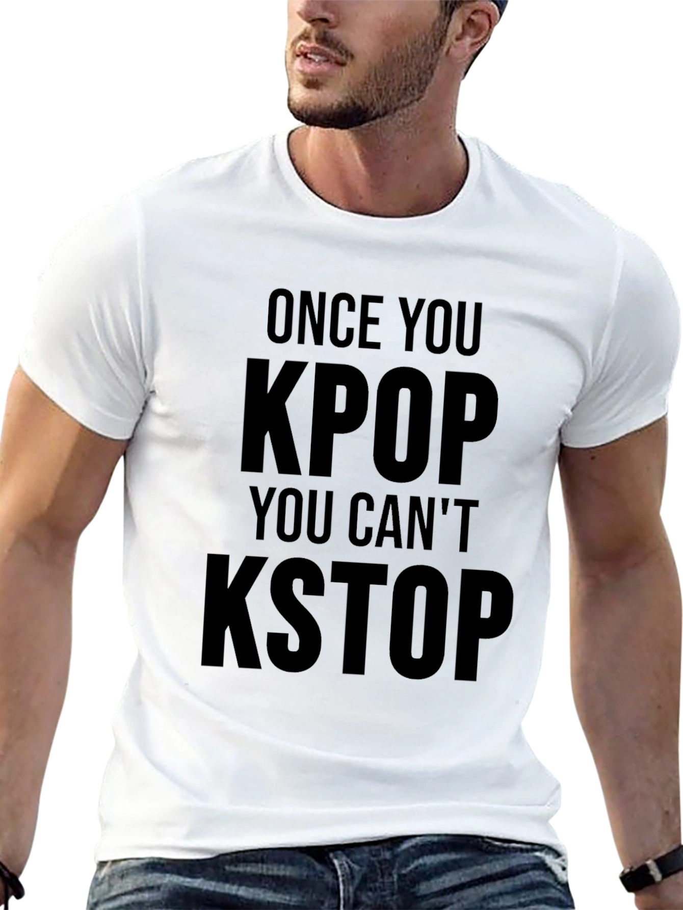 Once You KPOP You Cant KSTOP Black Graphic Tee