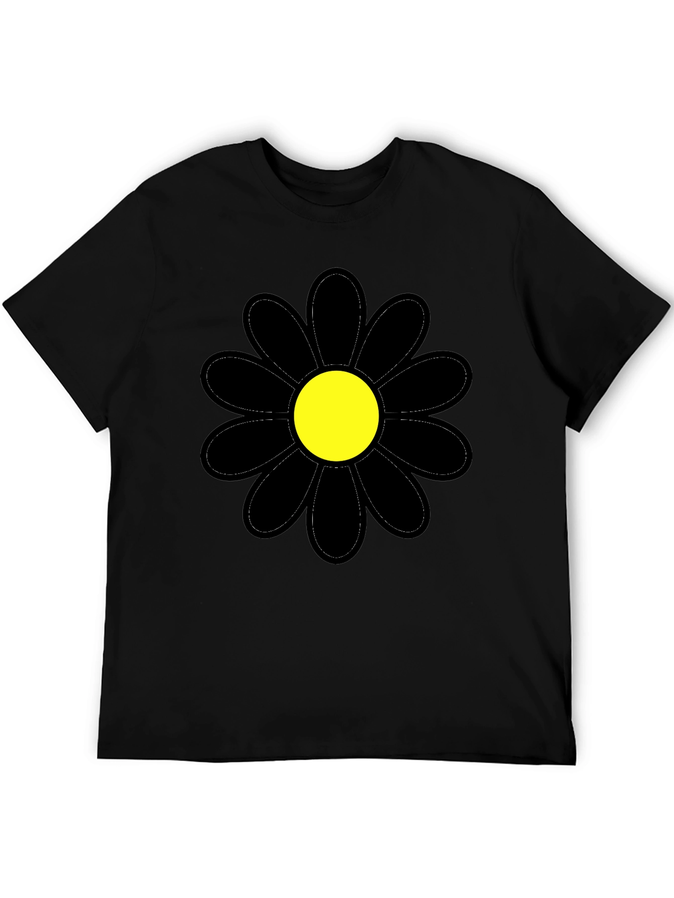 Black Flower Graphic T-Shirt - Stylish Casual Wear