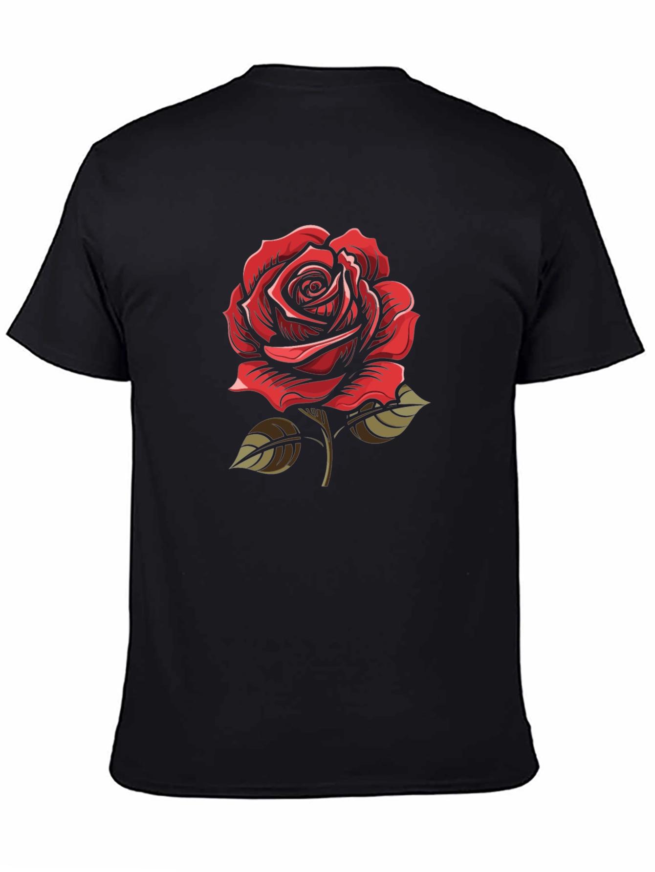 Red Rose Graphic Black T-Shirt