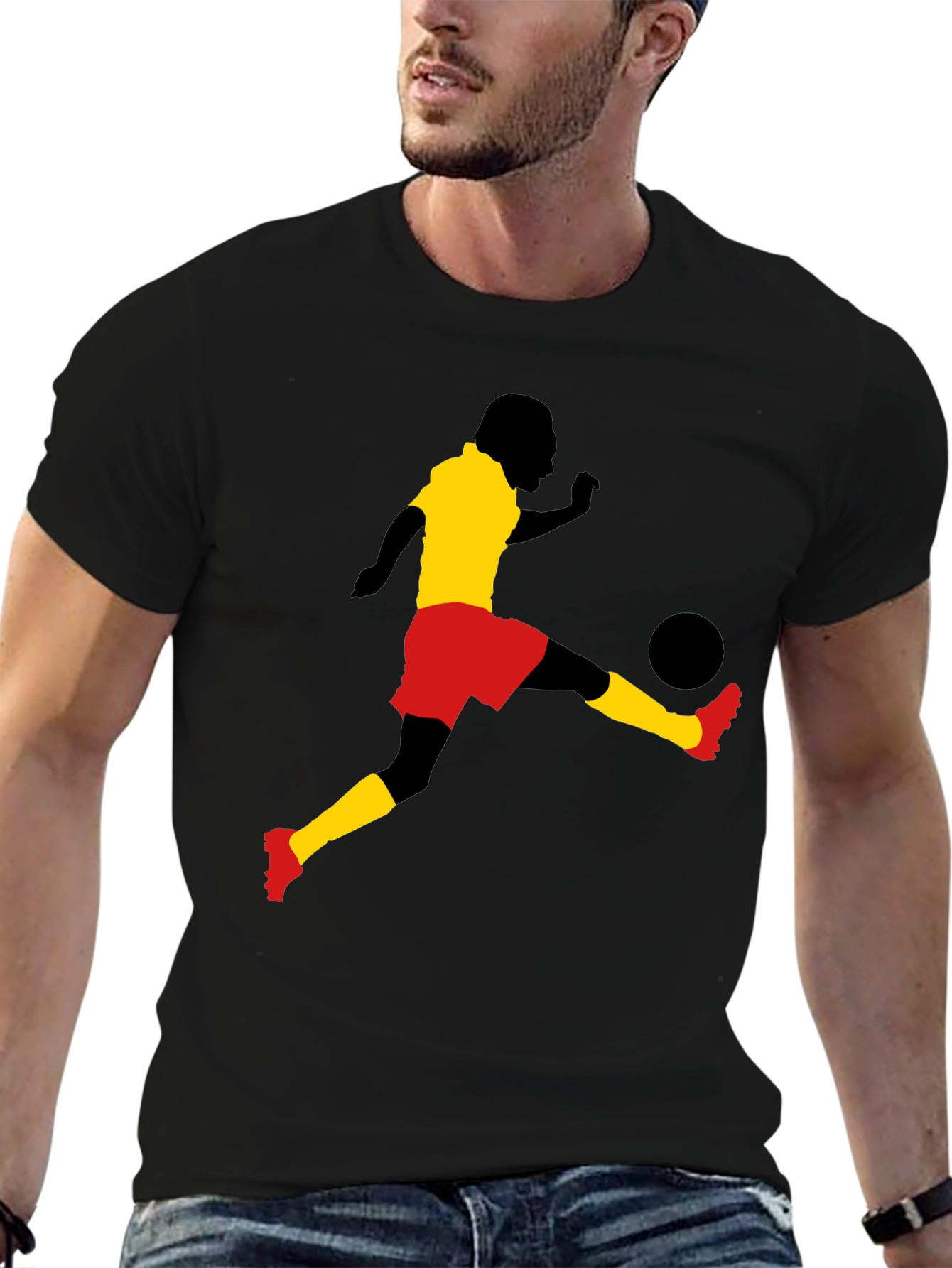 Soccer Player Graphic Tee - Stylish Black T-Shirt