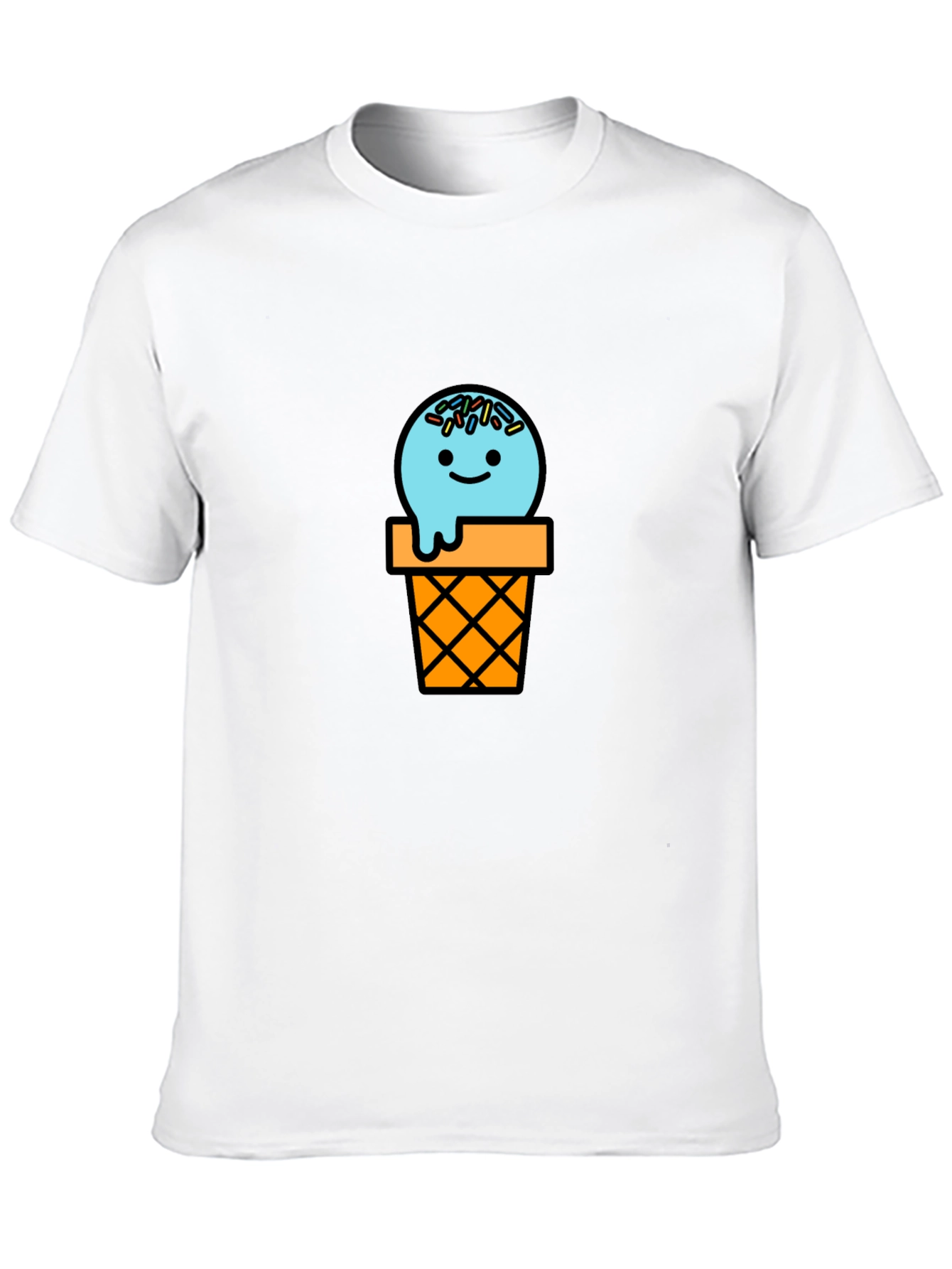 Ice Cream Cone Graphic Tee - Black Cotton T-Shirt