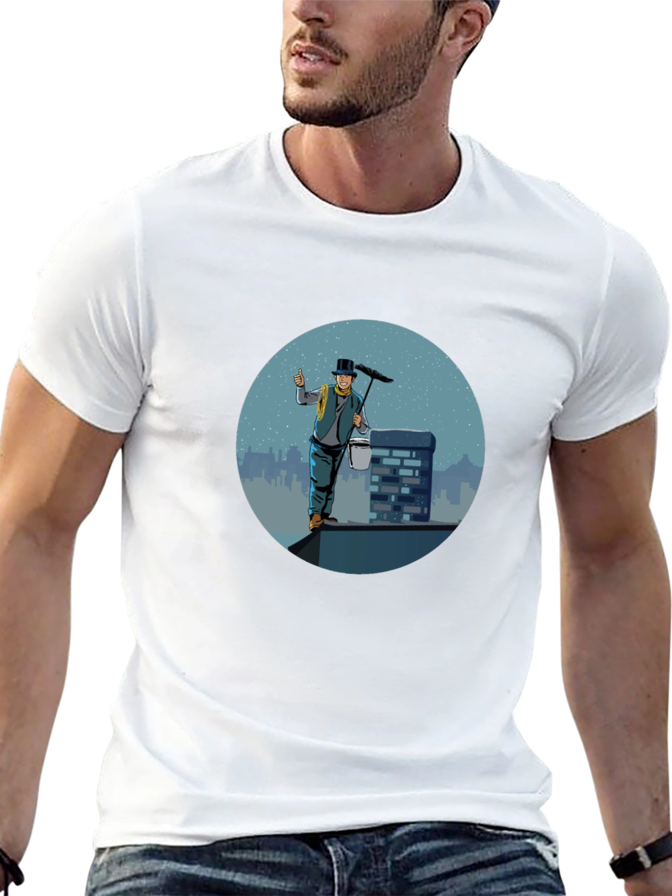 Chimney Sweep Graphic Tee - Black Cotton T-Shirt