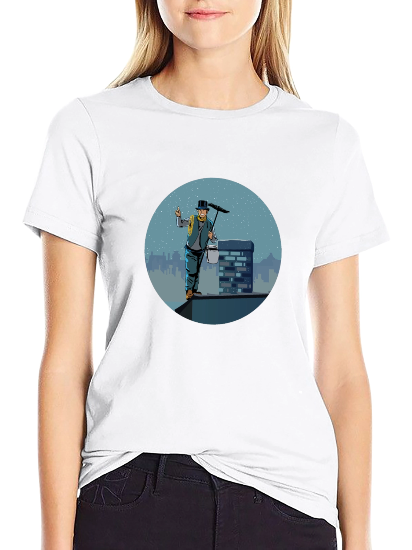 Chimney Sweep Graphic Tee - Black Cotton T-Shirt