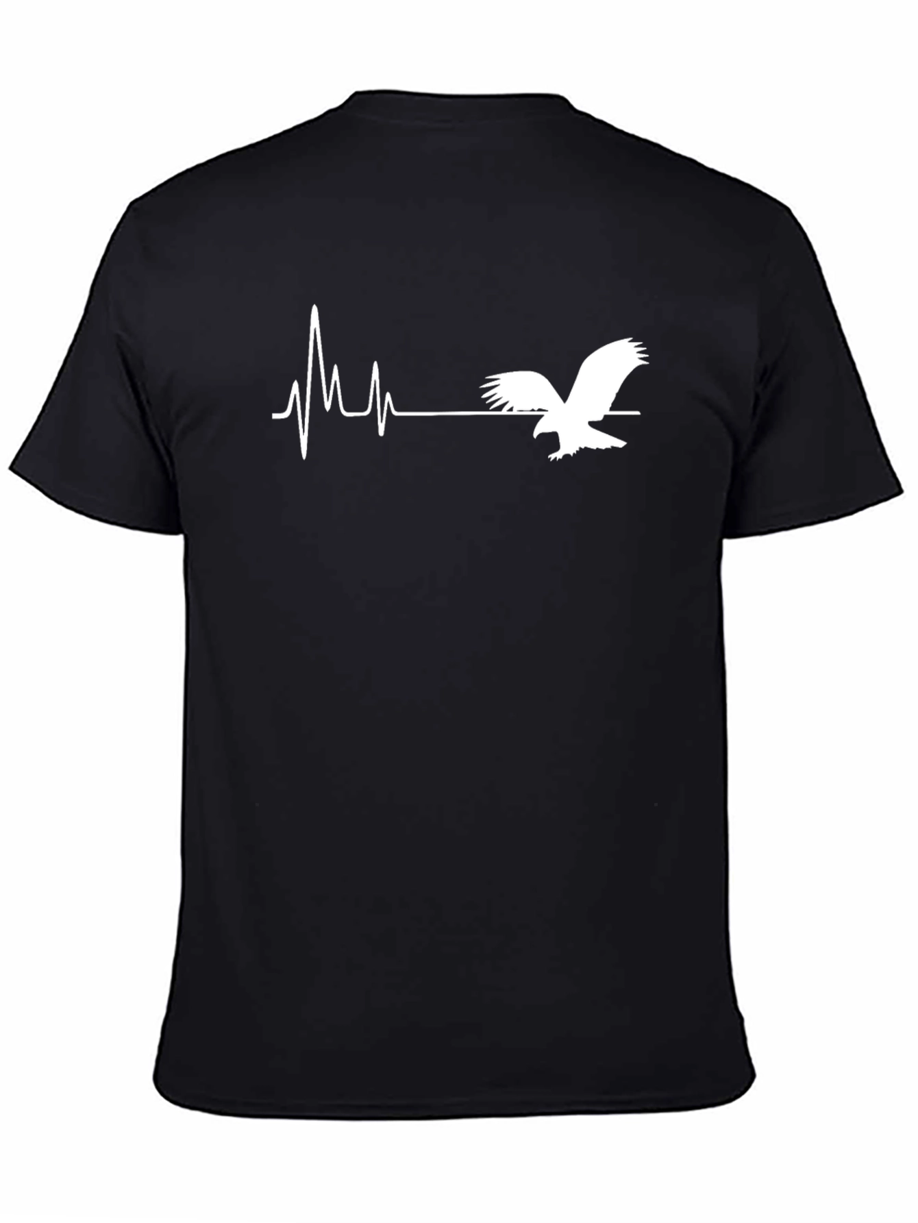 Eagle Heartbeat Graphic T-Shirt - Black Cotton Blend