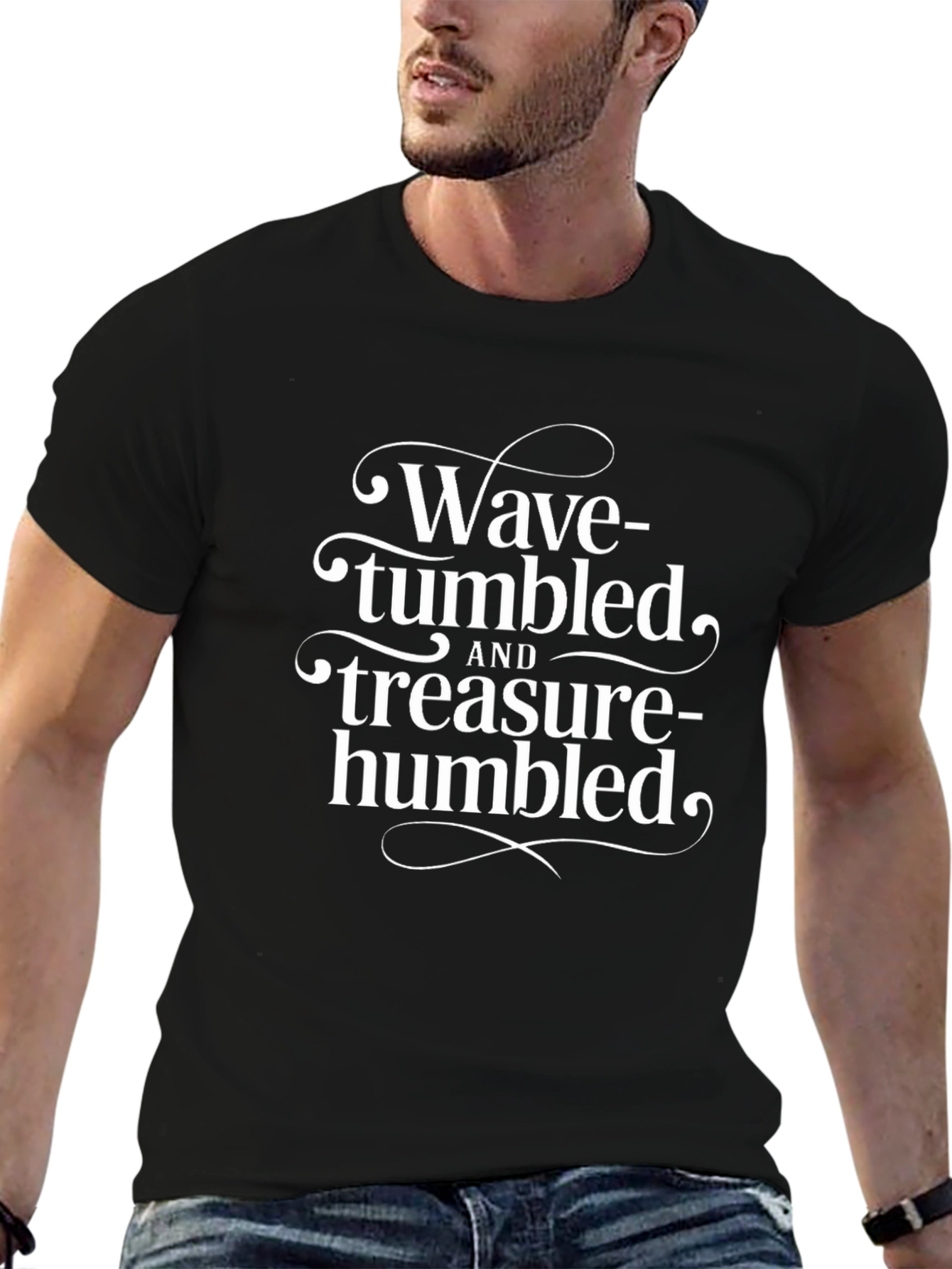 Wave-Tumbled & Treasure-Humbled Black Graphic Tee
