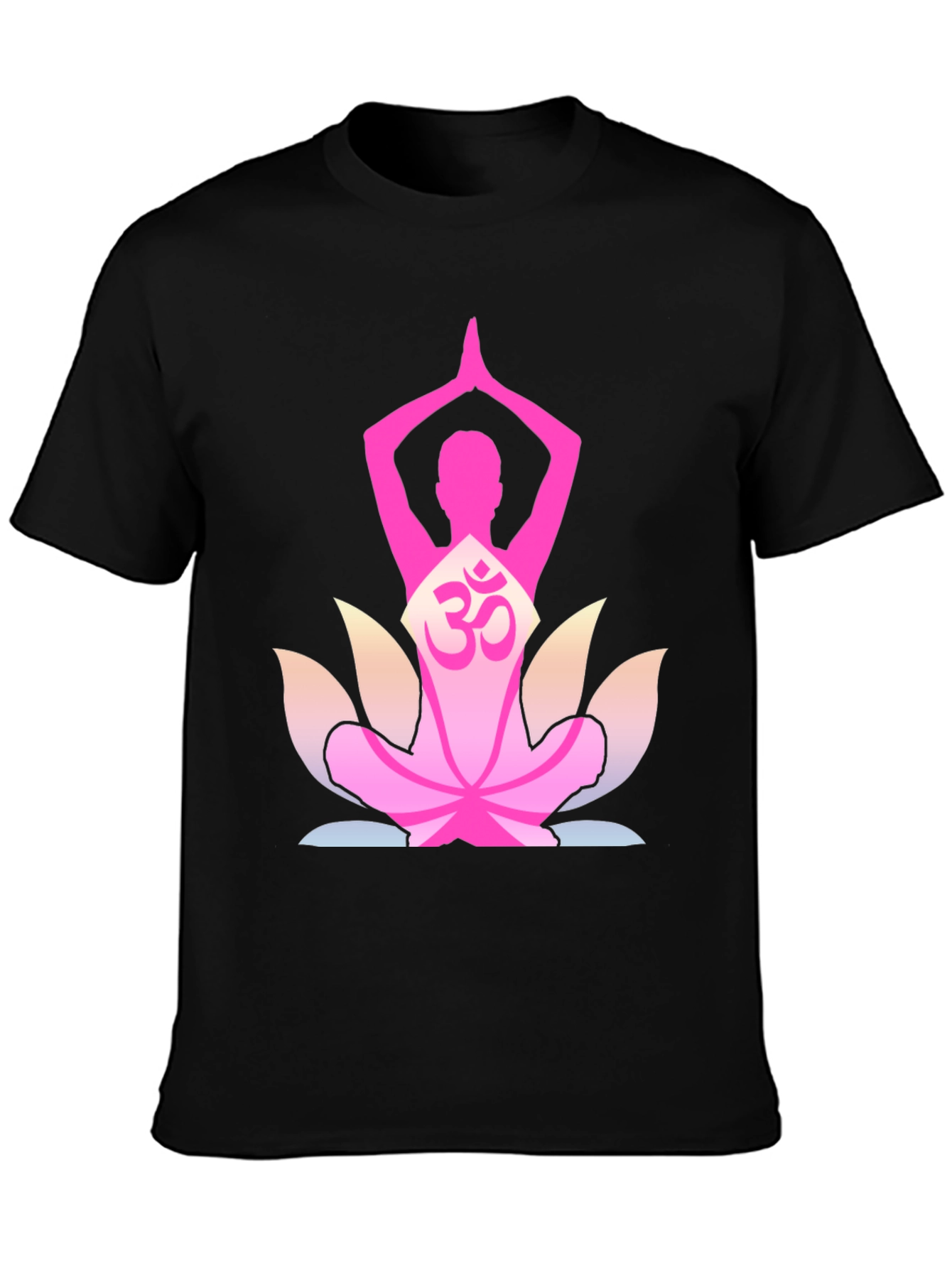 Yoga Om Lotus Flower T-Shirt - Black