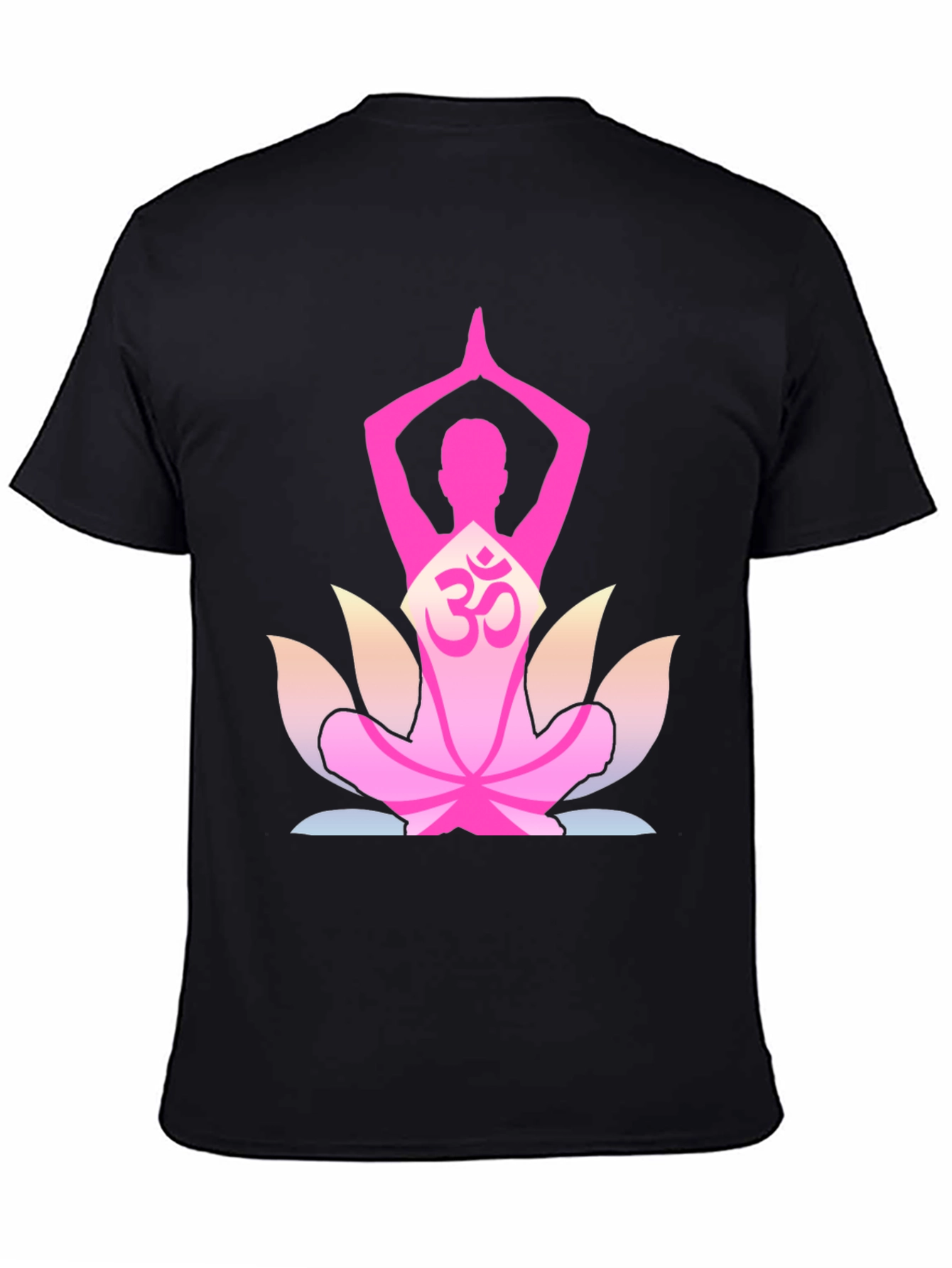 Yoga Om Lotus Flower T-Shirt - Black