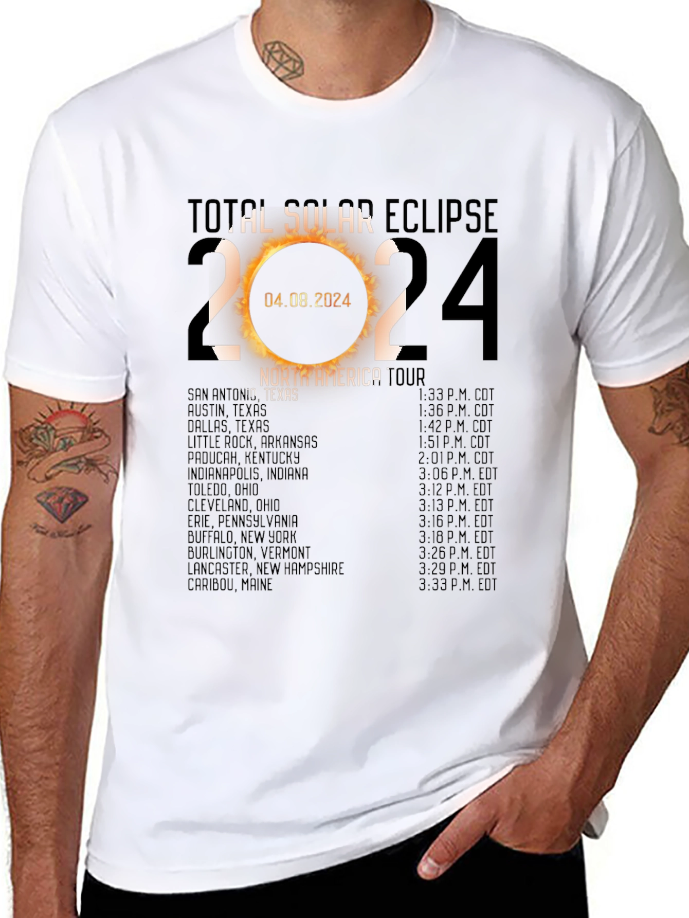Total Solar Eclipse 2024 North America Tour T-Shirt