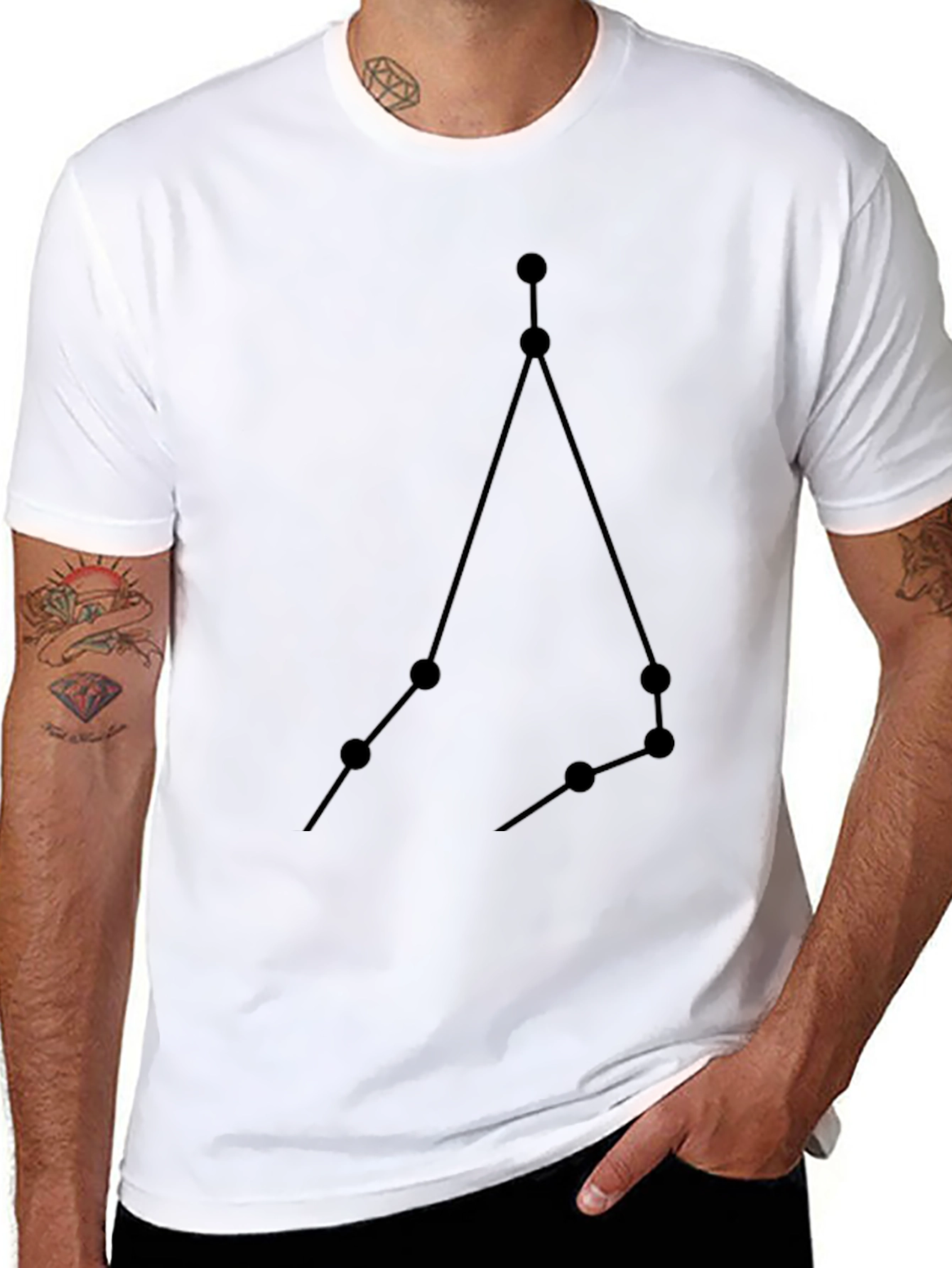 Aries Constellation Graphic Tee - Zodiac Black T-Shirt