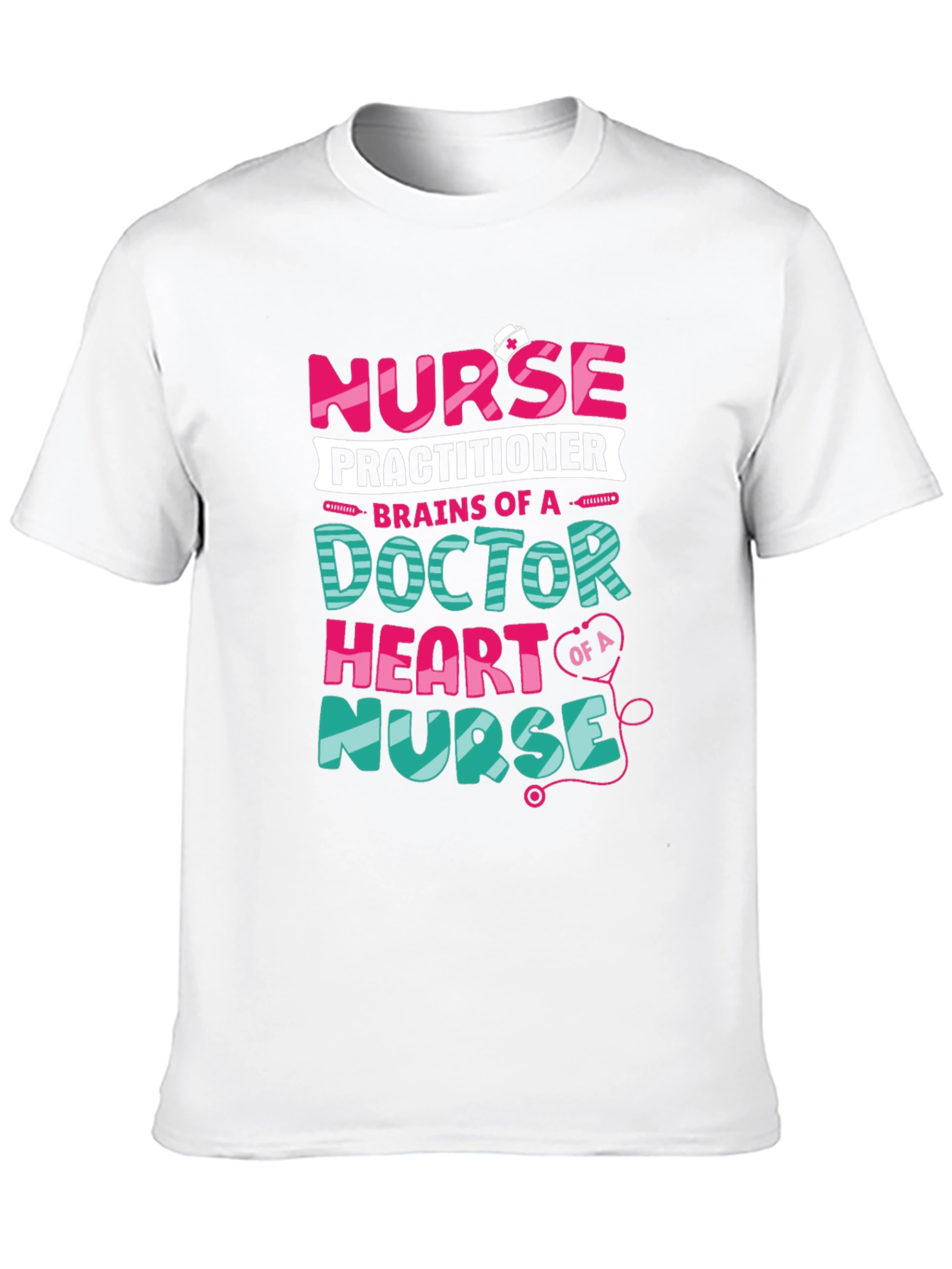 Nurse Practitioner Graphic Tee - Brains Heart Nurse