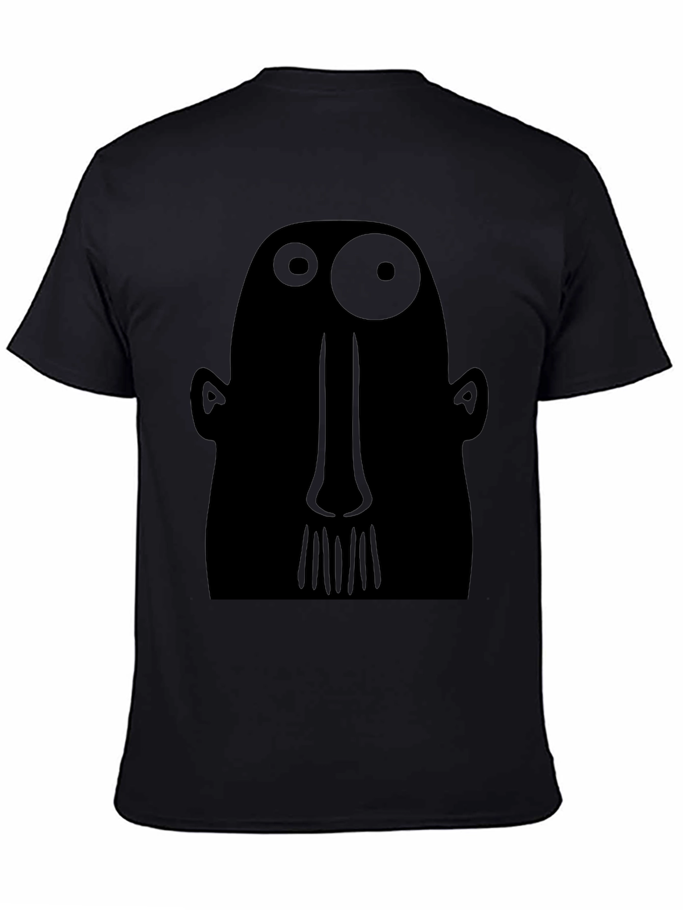 Abstract Face Graphic Tee - Black Cotton T-Shirt