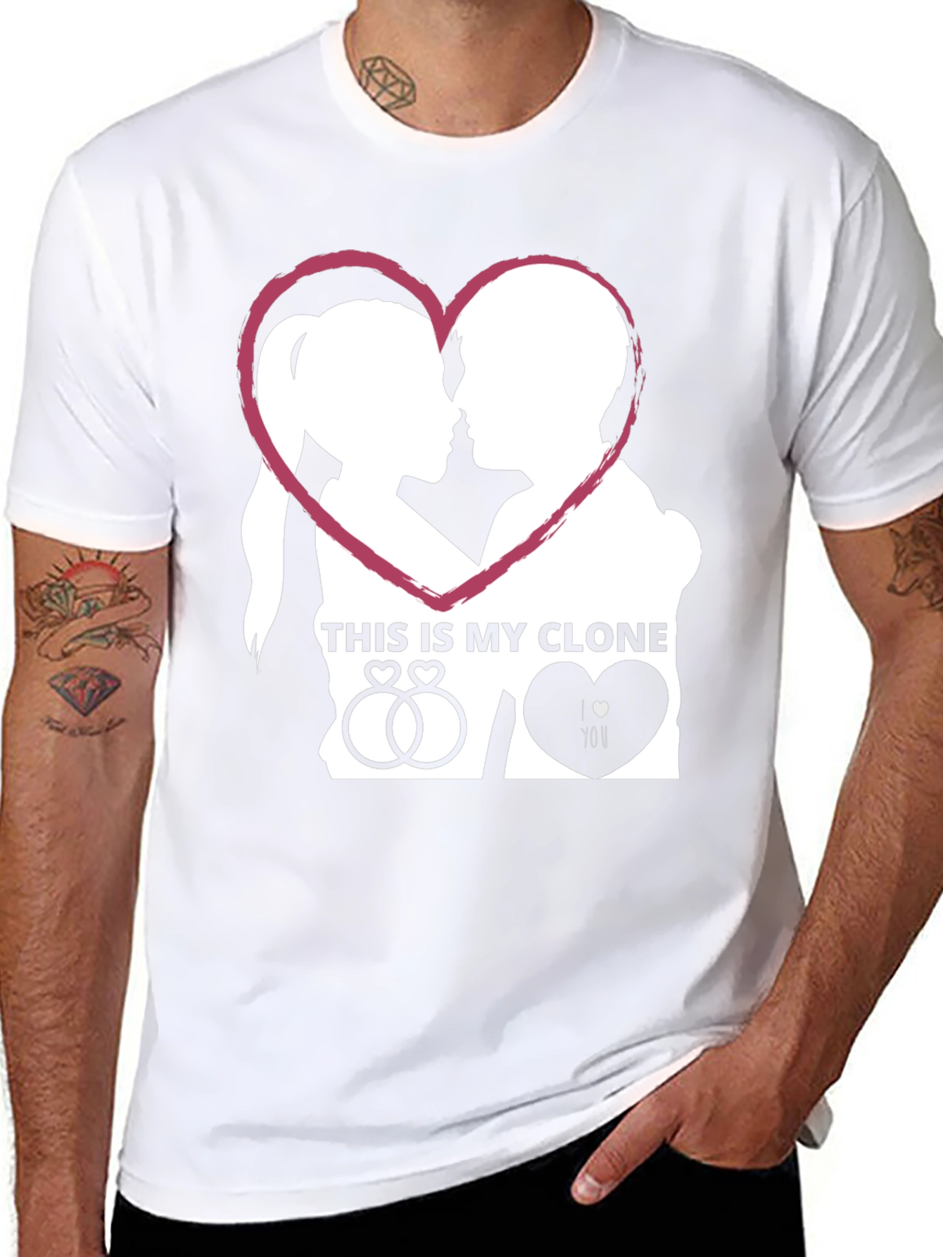 Couples This is My Clone Graphic Tee - Black
