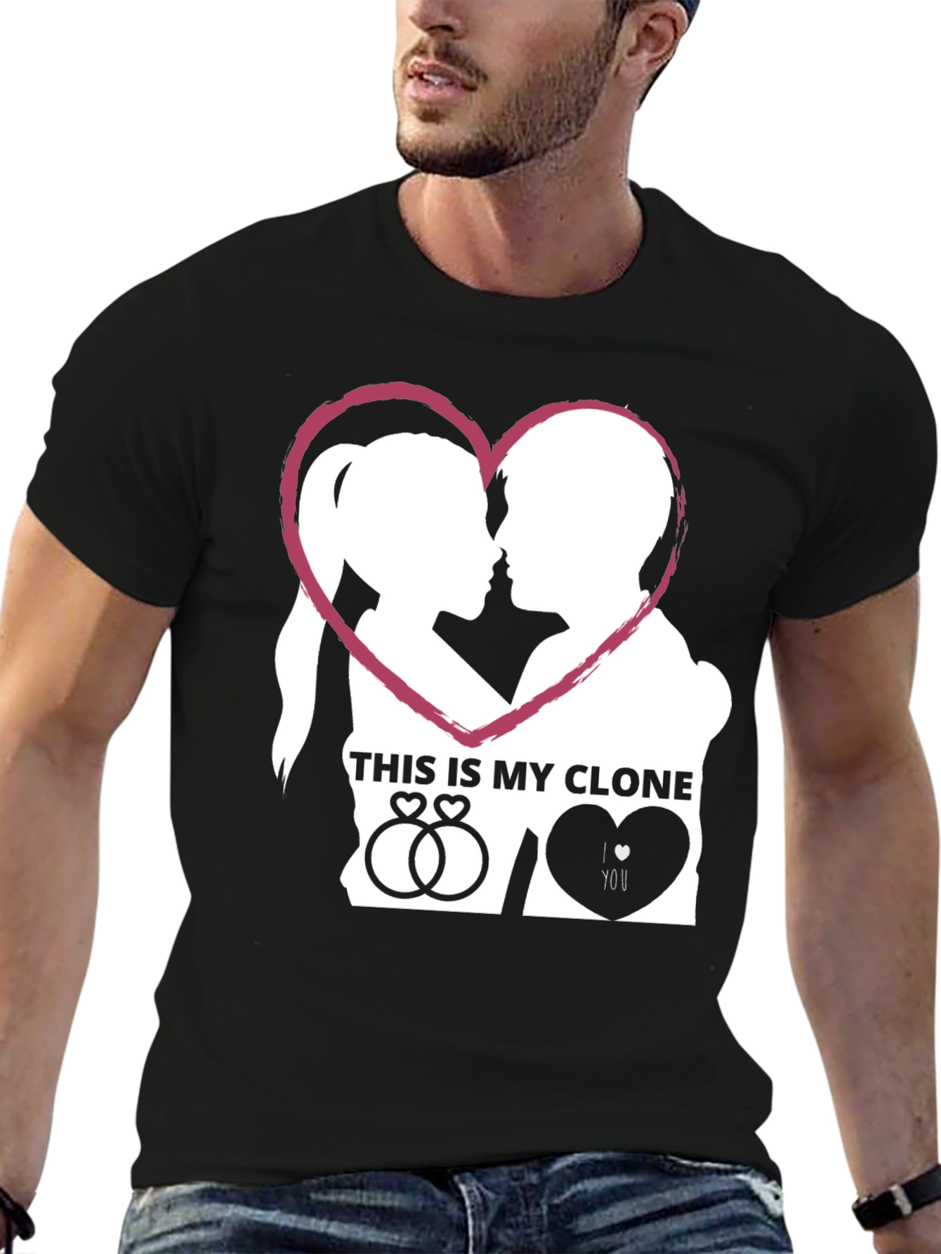 Couples This is My Clone Graphic Tee - Black