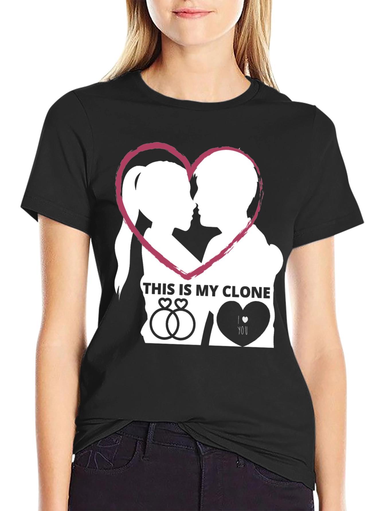 Couples This is My Clone Graphic Tee - Black