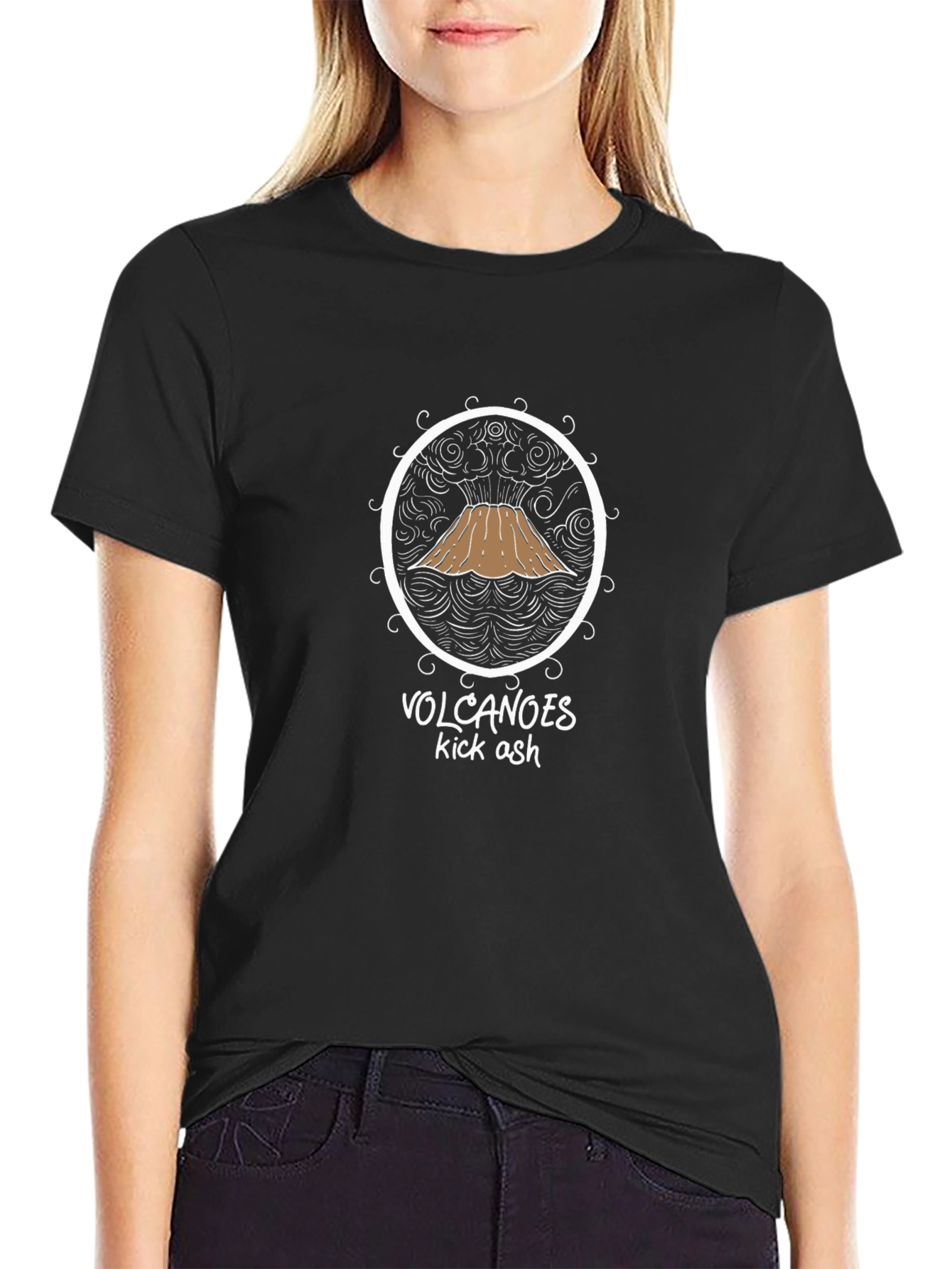 Volcanoes Kick Ash Graphic Tee - Black