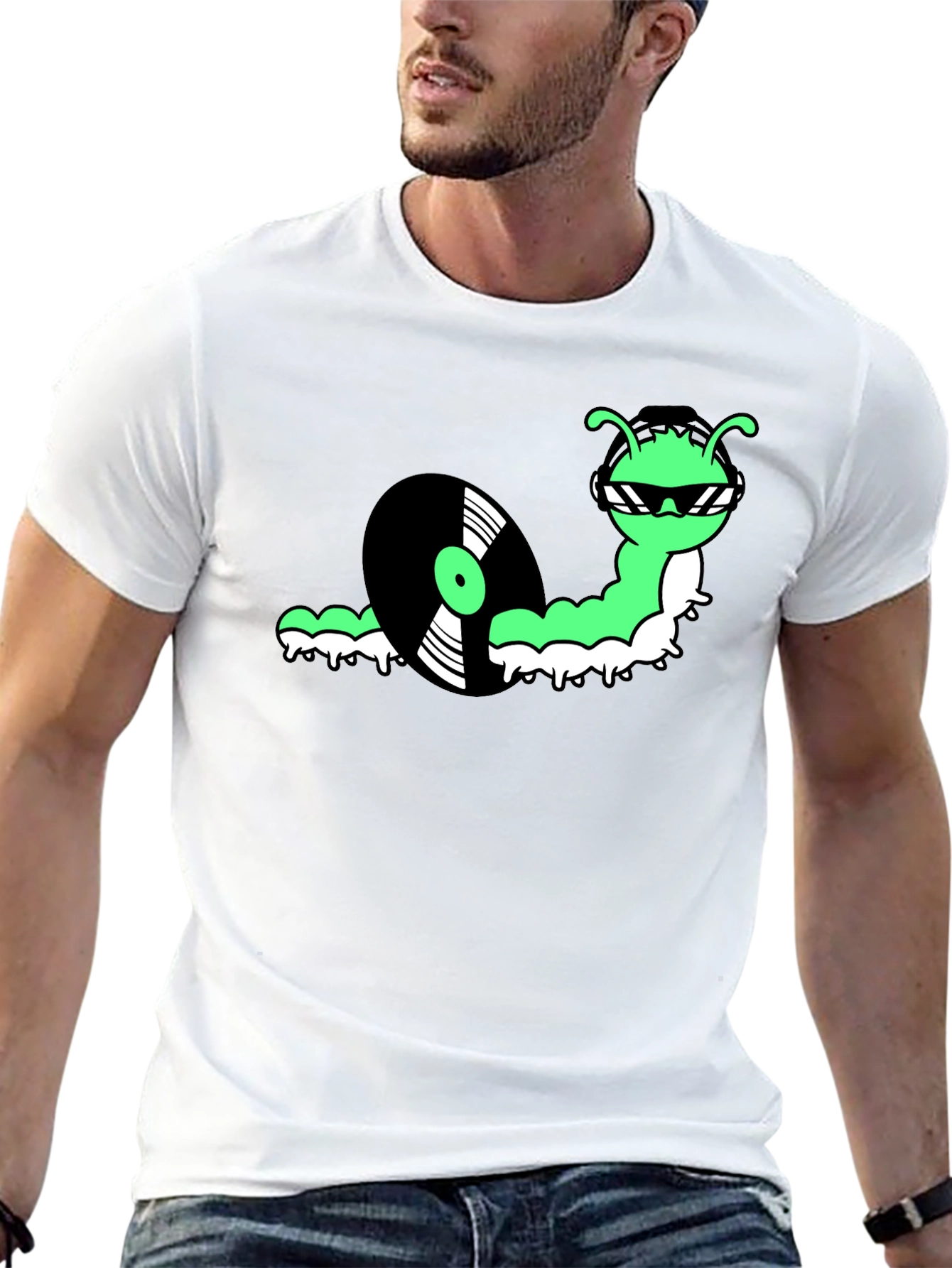Cool Cartoon Snail DJ Graphic T-Shirt