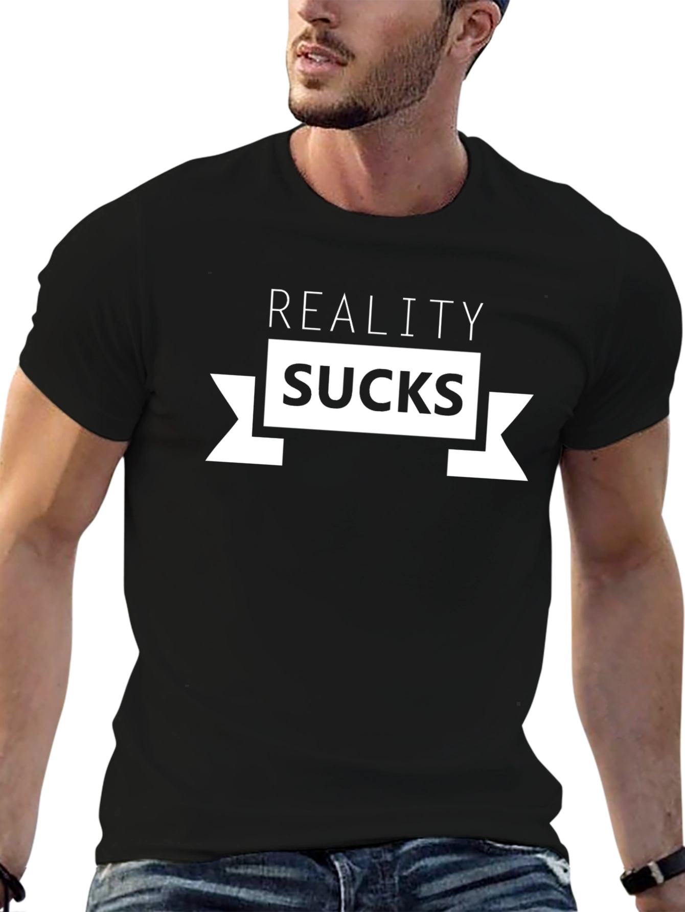 Reality Sucks Graphic Tee - Black Cotton T-Shirt