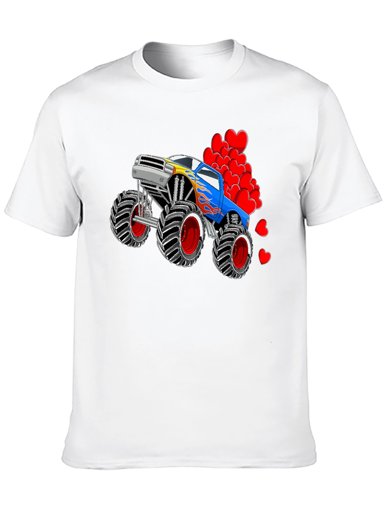 Monster Truck Love Valentines Day Graphic Tee