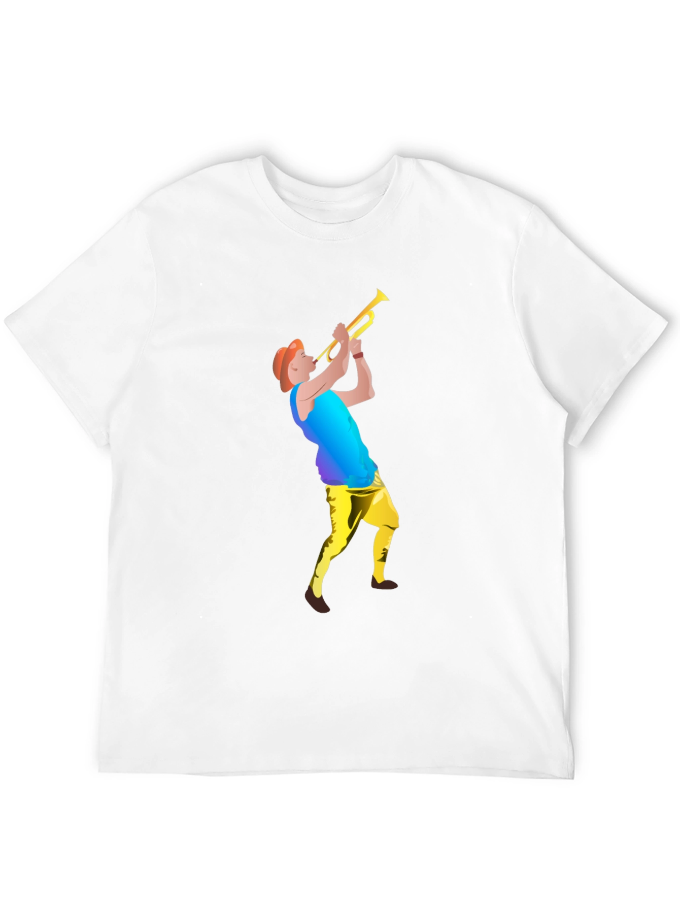 Black T-Shirt with Trumpet Player Graphic