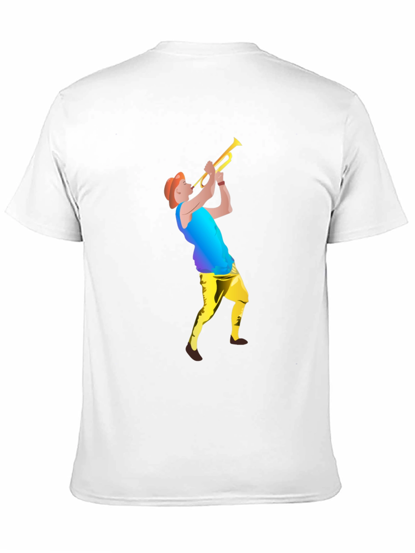 Black T-Shirt with Trumpet Player Graphic