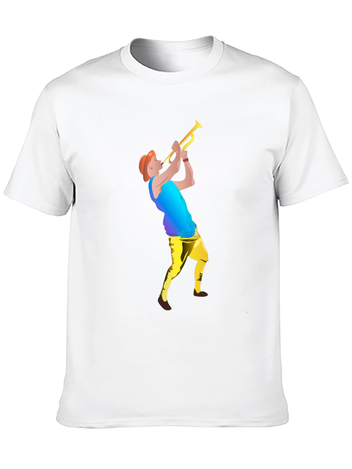 Black T-Shirt with Trumpet Player Graphic
