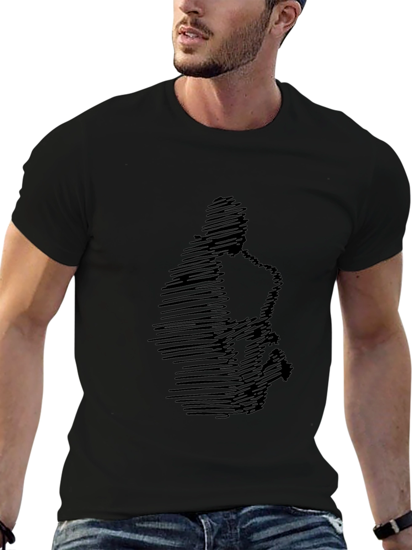 Saxophone Scribble Graphic Black T-Shirt