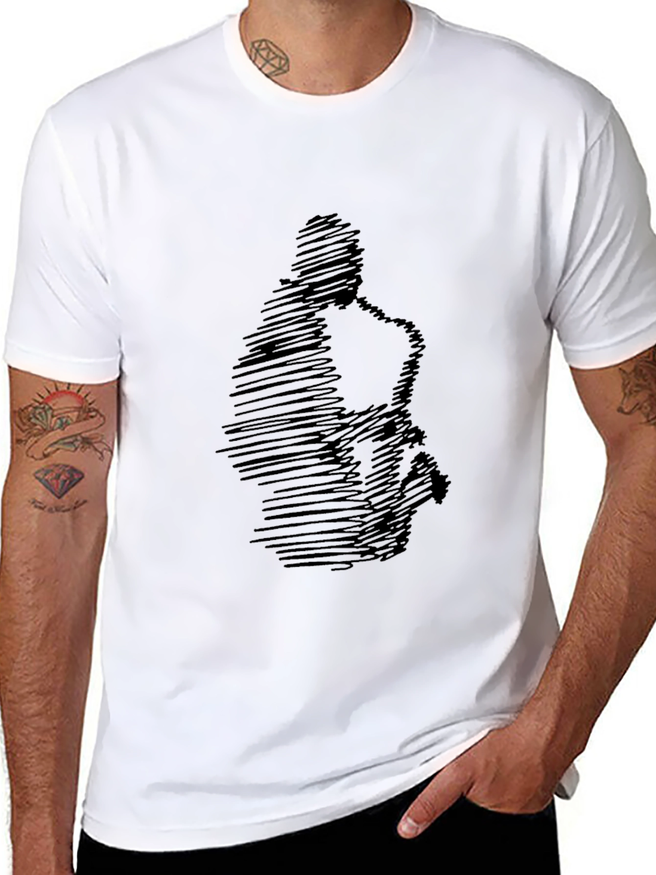 Saxophone Scribble Graphic Black T-Shirt