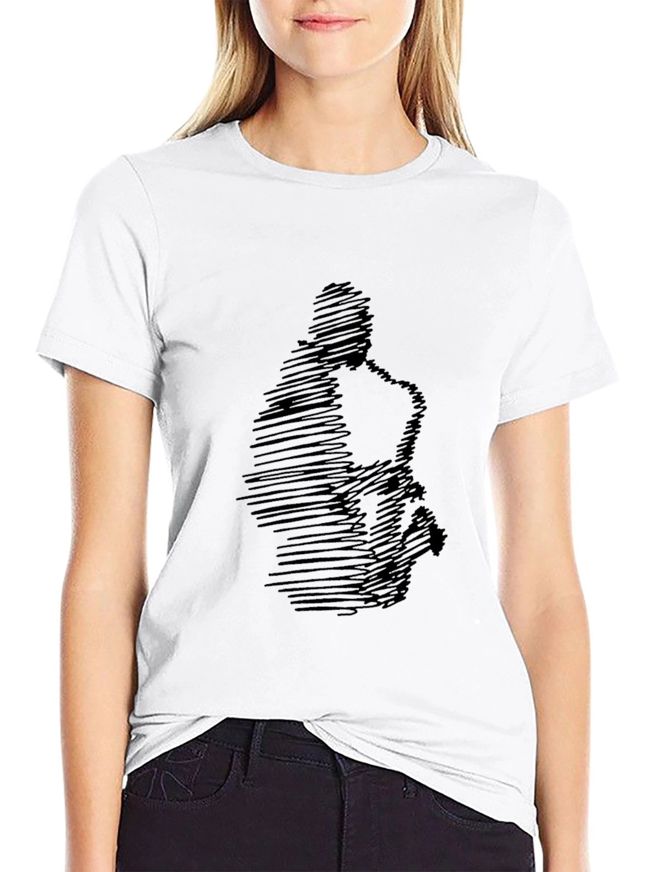 Saxophone Scribble Graphic Black T-Shirt