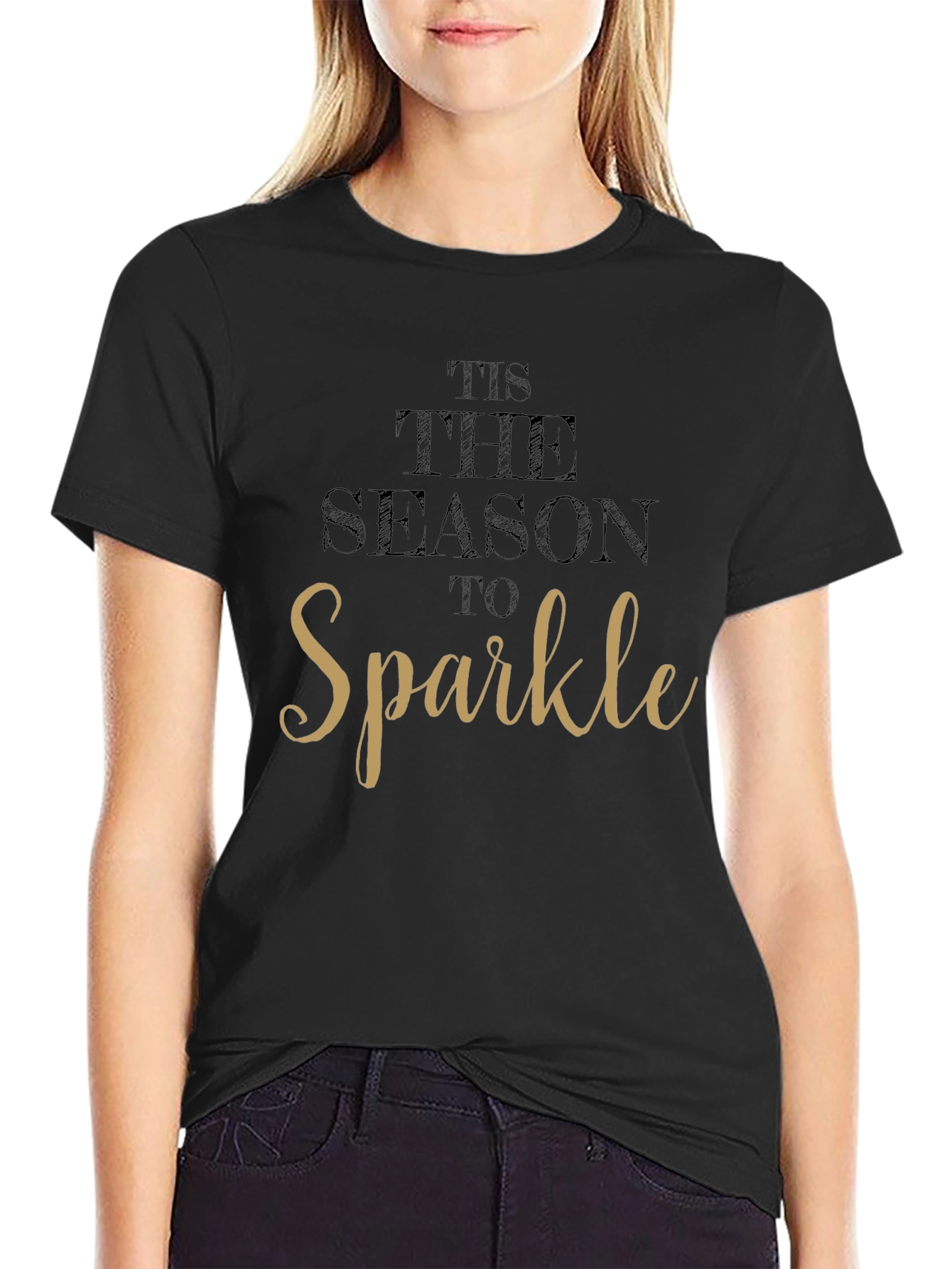 Tis the Season to Sparkle Black Graphic Tee