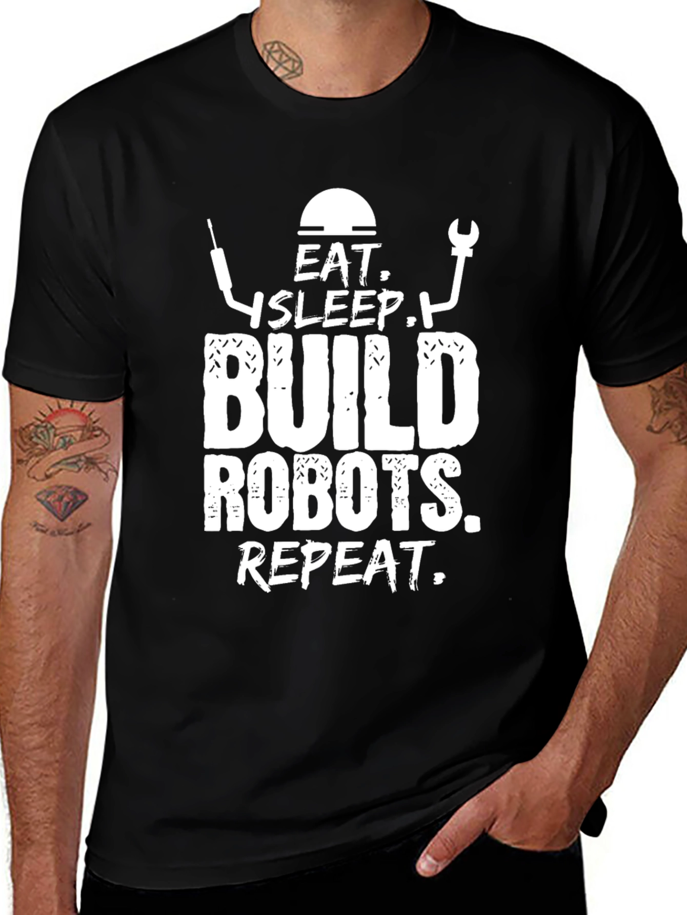 Eat Sleep Build Robots Repeat - Funny T-Shirt