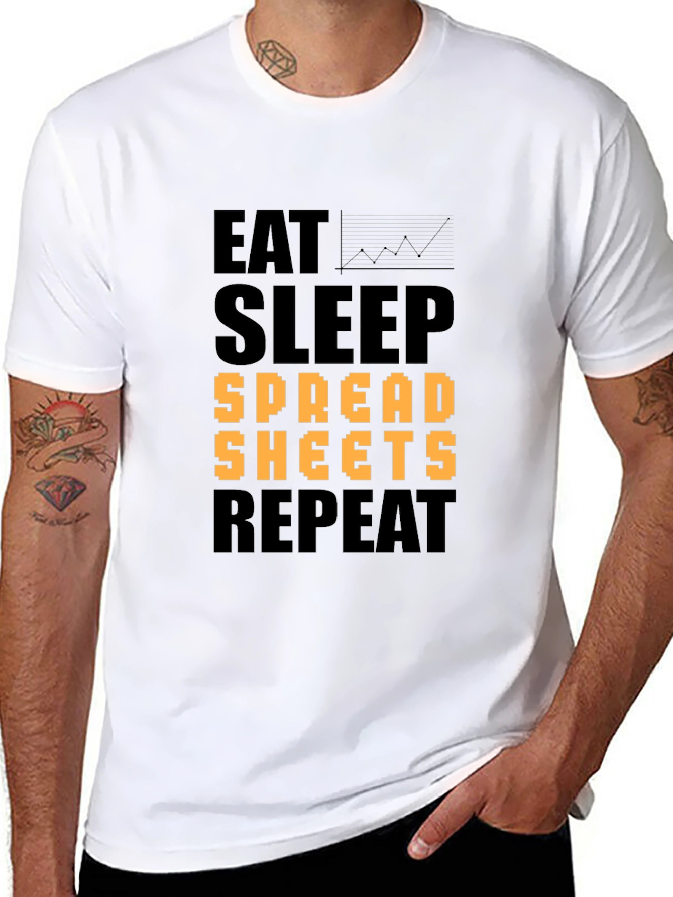 Eat Sleep Spreadsheets Repeat Black T-Shirt