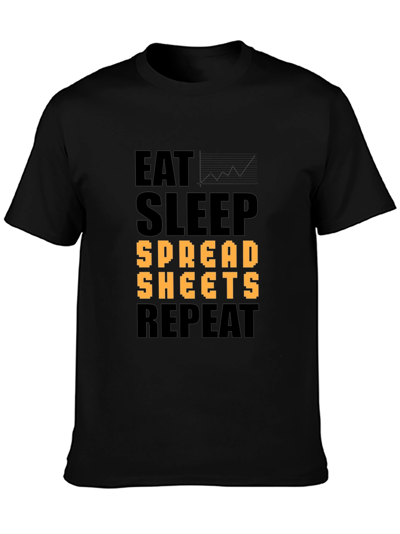 Eat Sleep Spreadsheets Repeat Black T-Shirt
