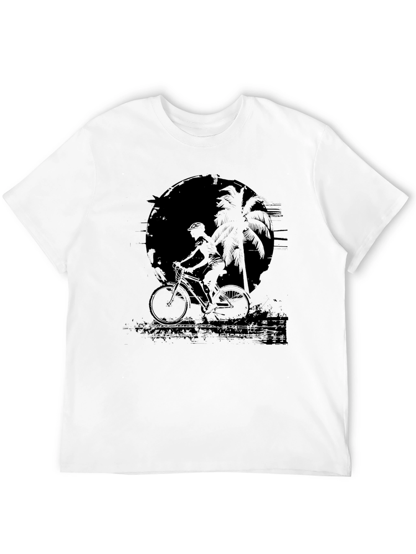 Black Bike Rider Palm Tree Graphic Tee