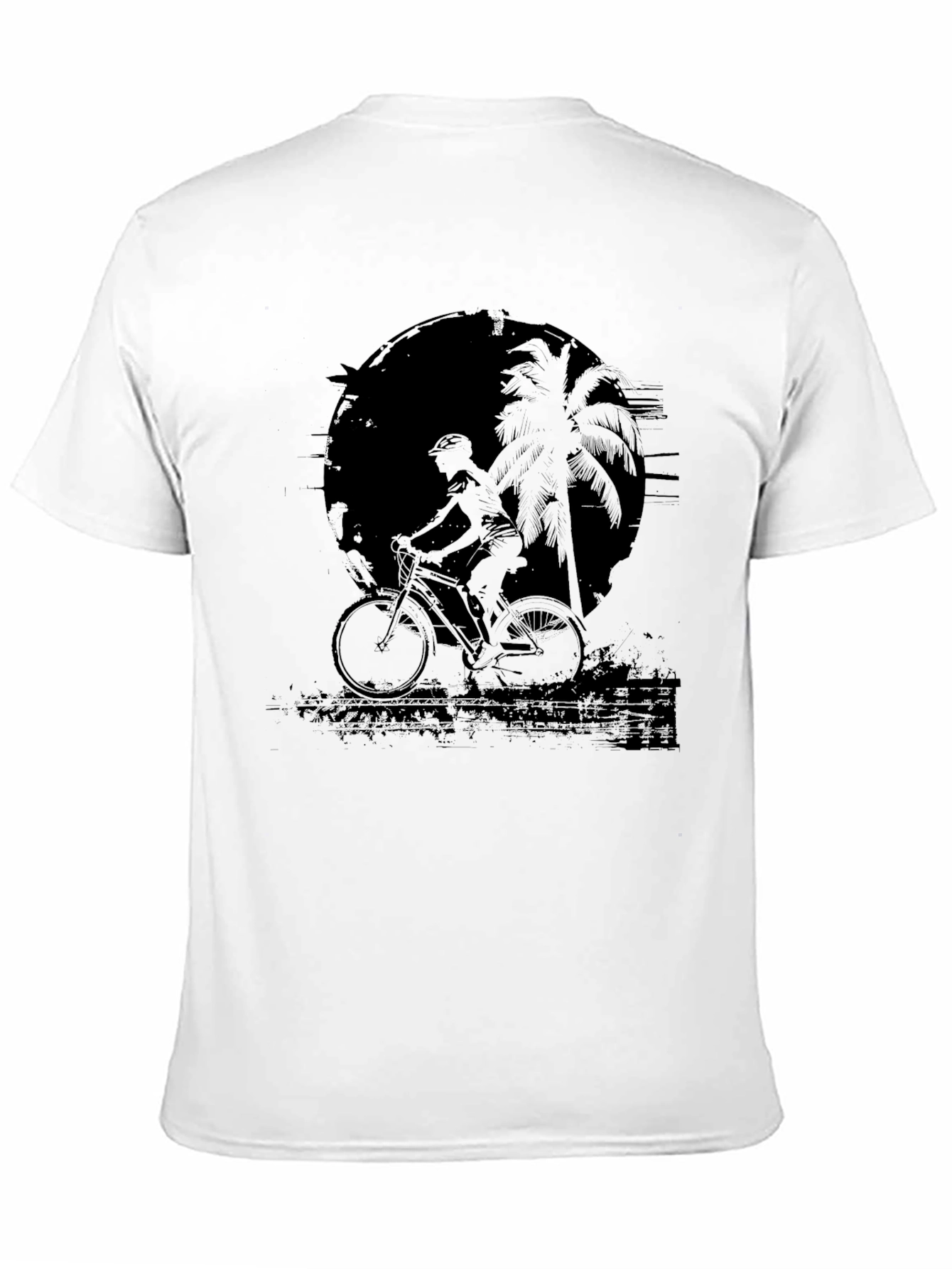 Black Bike Rider Palm Tree Graphic Tee
