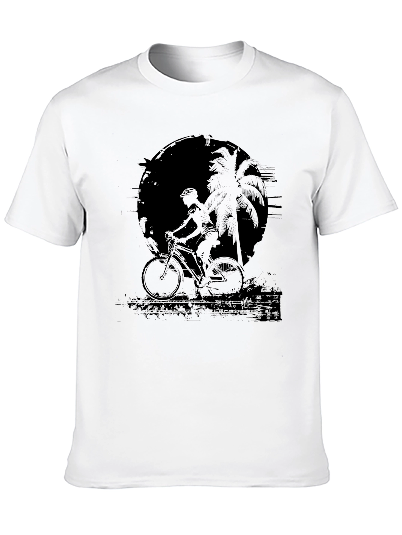 Black Bike Rider Palm Tree Graphic Tee