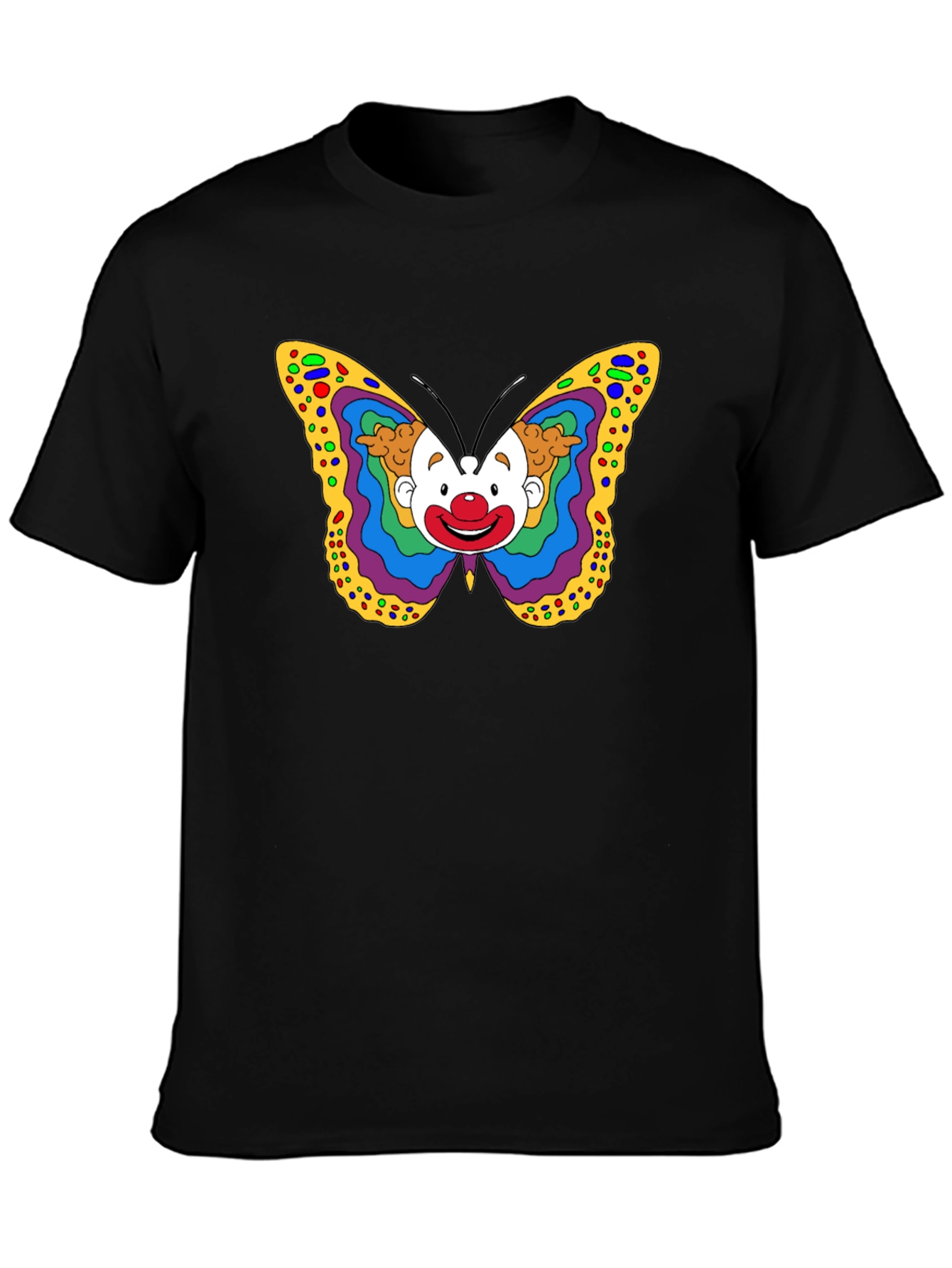 Clown Butterfly Graphic Tee - Unique Art T-Shirt