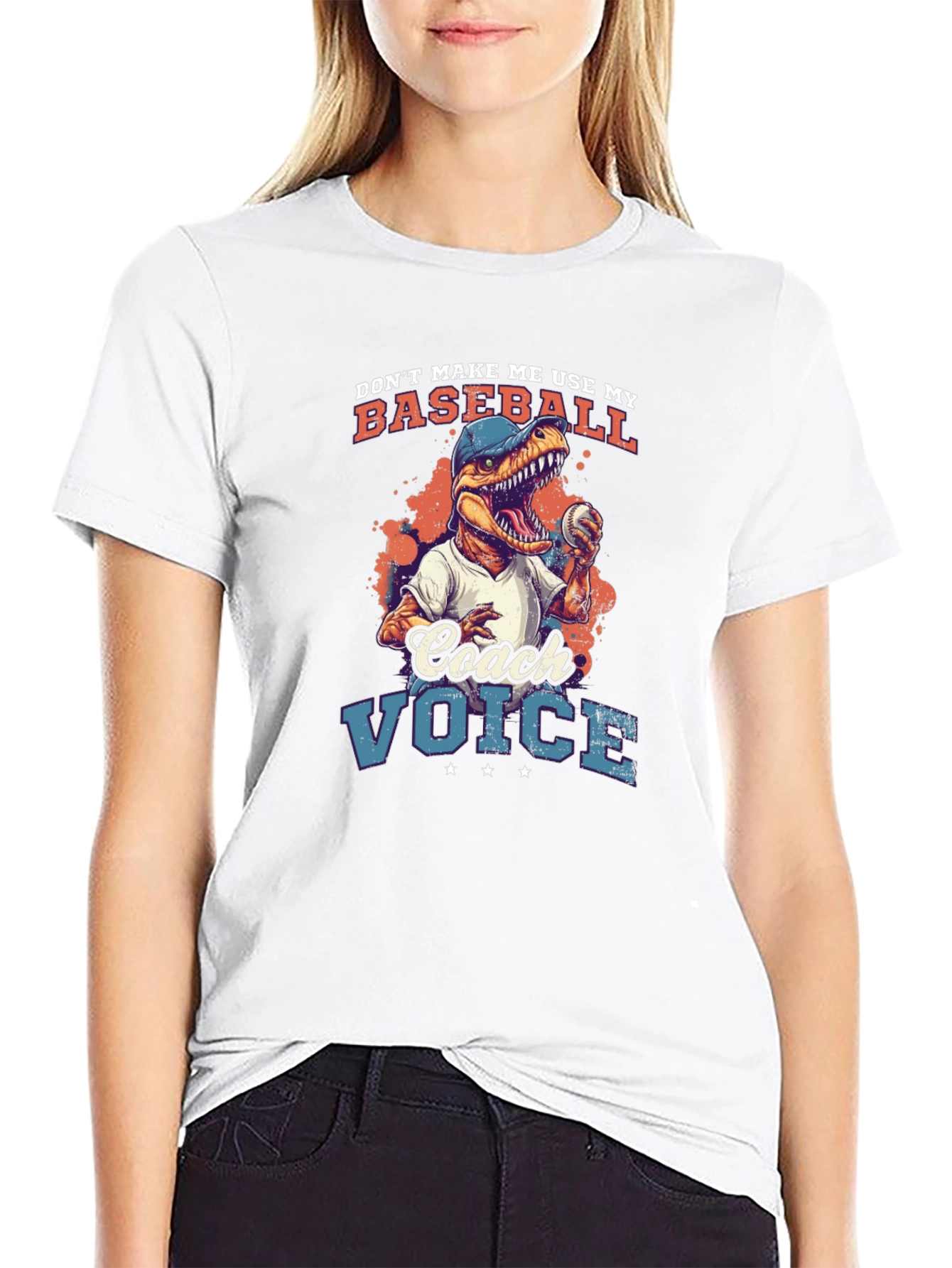 Dino Baseball Coach T-Shirt - Funny Graphic Tee